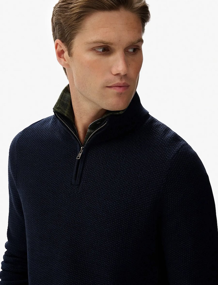 Superdry - LW COTTON TEXTURE HALF ZIP - halfzip strik - eclipse navy twist - 3
