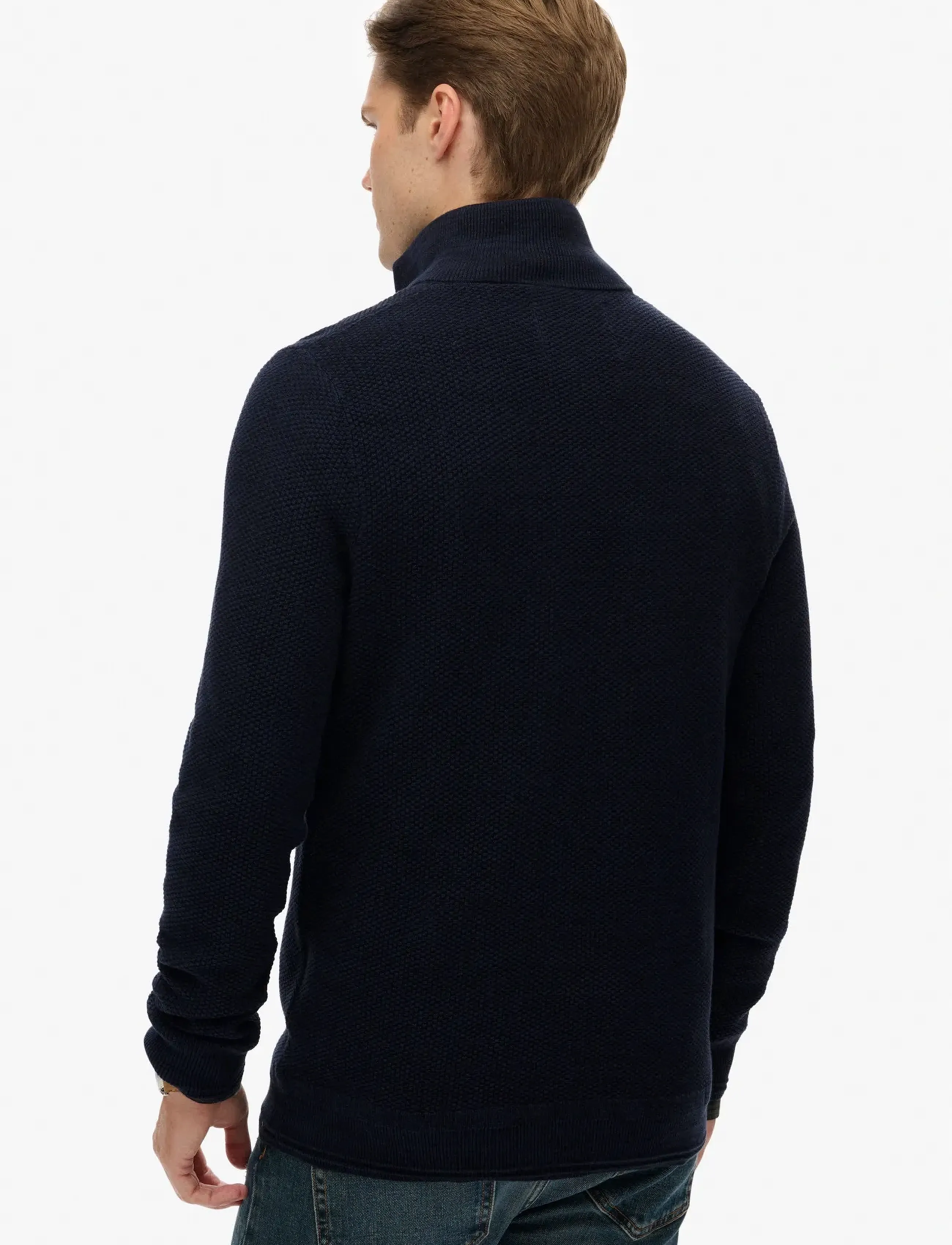 Superdry - LW COTTON TEXTURE HALF ZIP - herren - eclipse navy twist - 5
