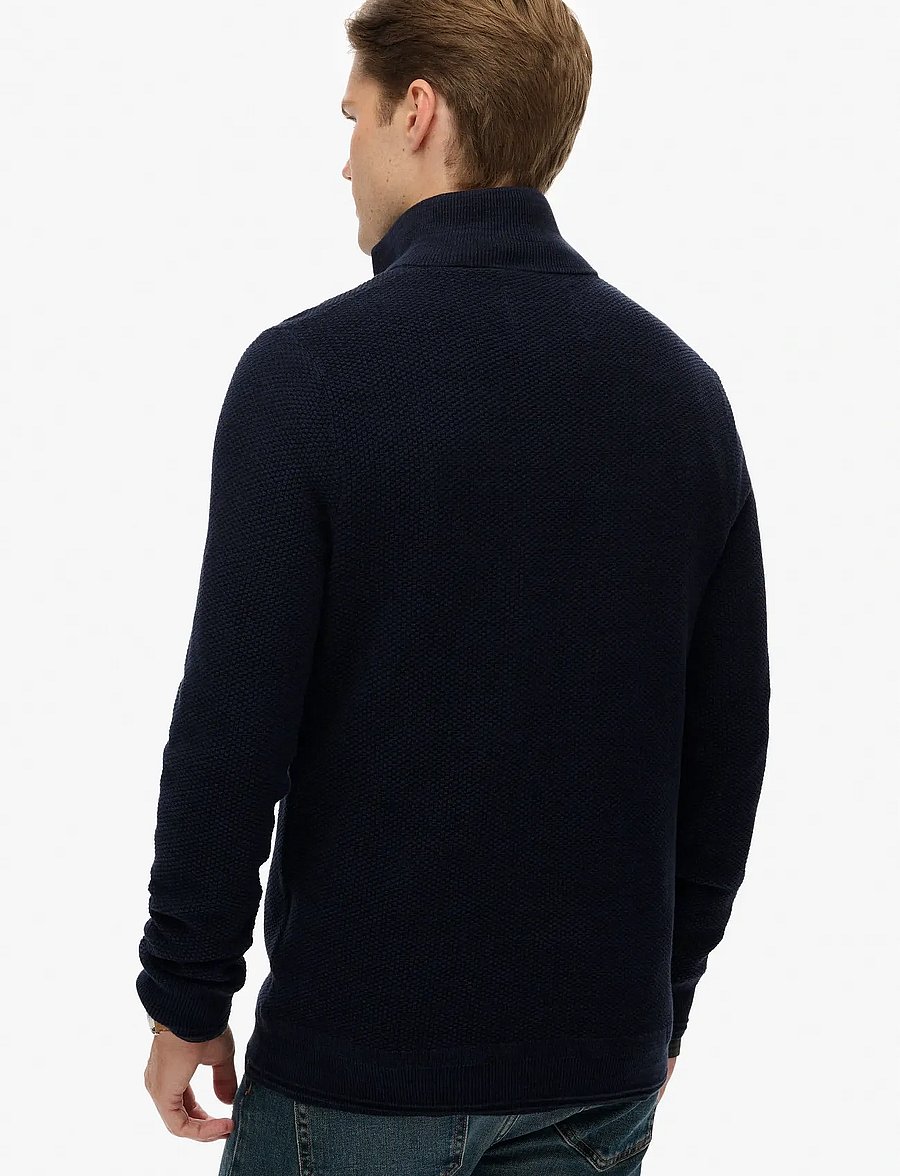 Superdry - LW COTTON TEXTURE HALF ZIP - halfzip strik - eclipse navy twist - 5