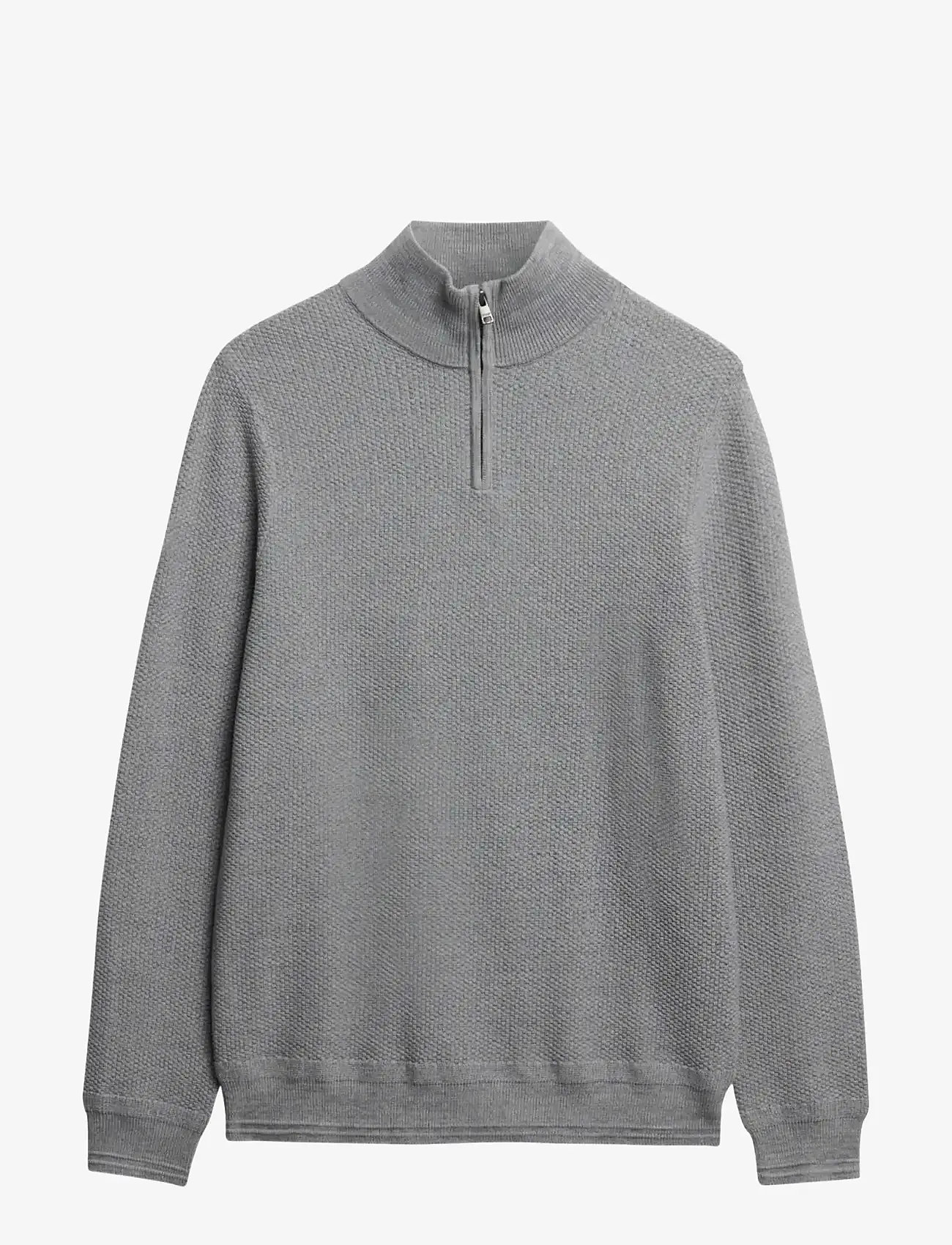 Superdry - LW COTTON TEXTURE HALF ZIP - half zip-tröjor - light grey - 1