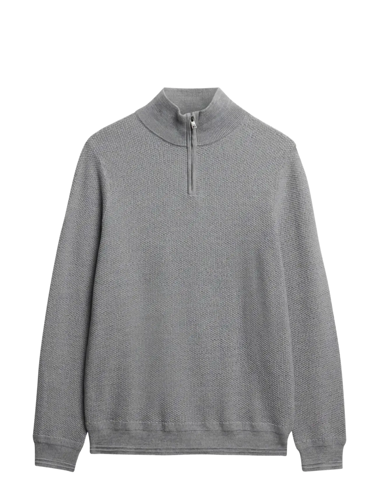 LW COTTON TEXTURE HALF ZIP - LIGHT GREY