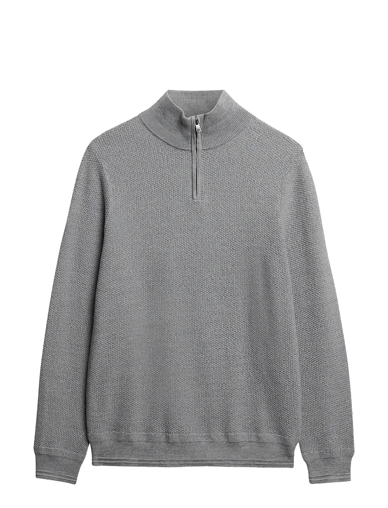 Superdry - LW COTTON TEXTURE HALF ZIP - half zip-tröjor - light grey - 1