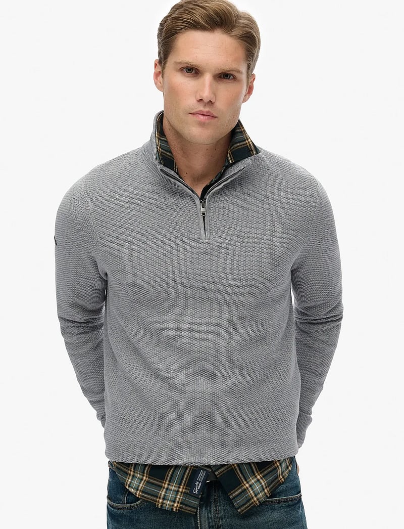 Superdry - LW COTTON TEXTURE HALF ZIP - half zip-tröjor - light grey - 0