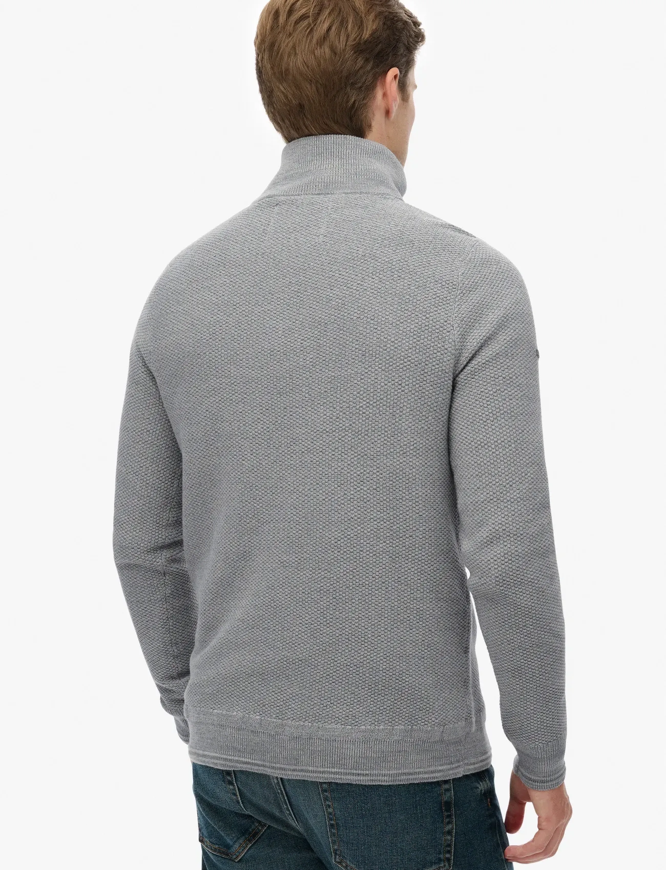 Superdry - LW COTTON TEXTURE HALF ZIP - tõmblukk-kaelusega džemprid - light grey - 5