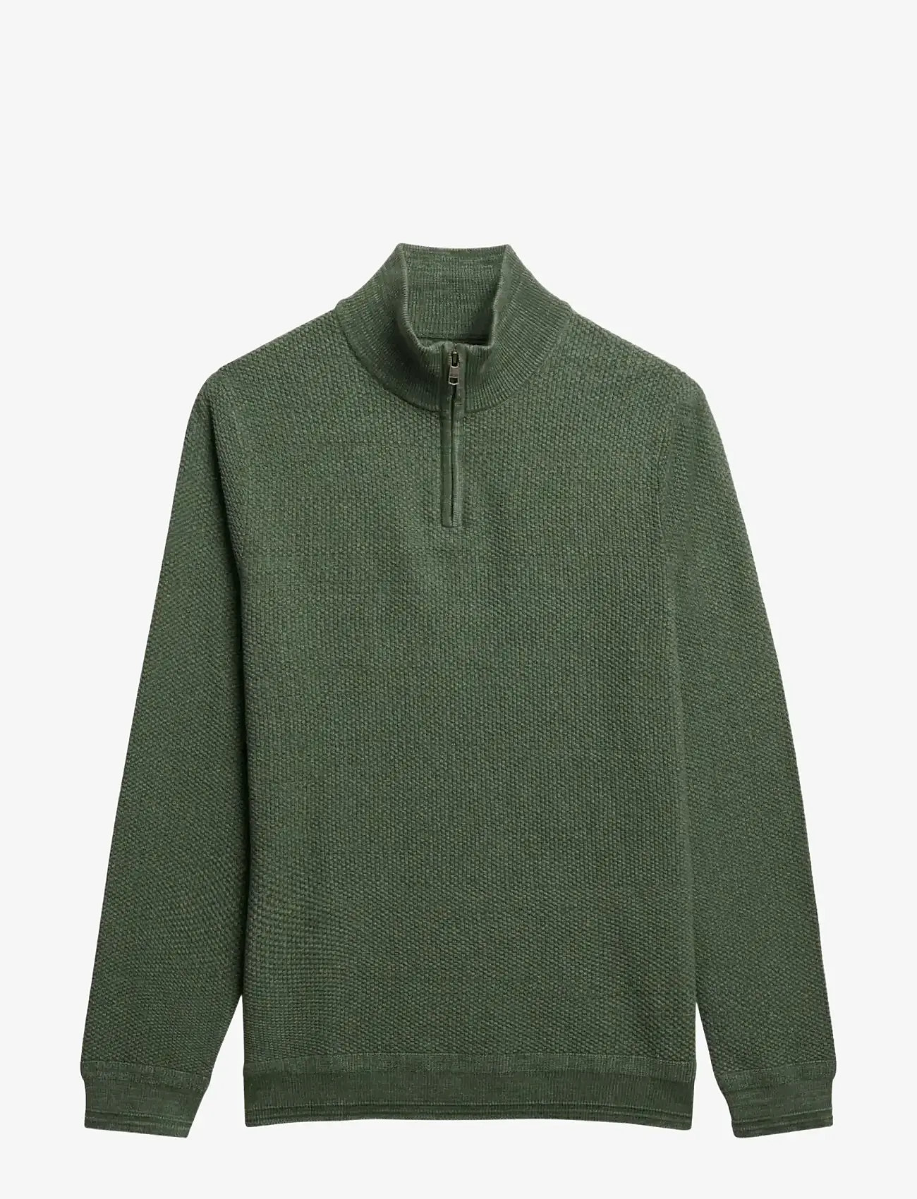 Superdry - LW COTTON TEXTURE HALF ZIP - pullover mit halbem reißverschluss - sage green twist - 1