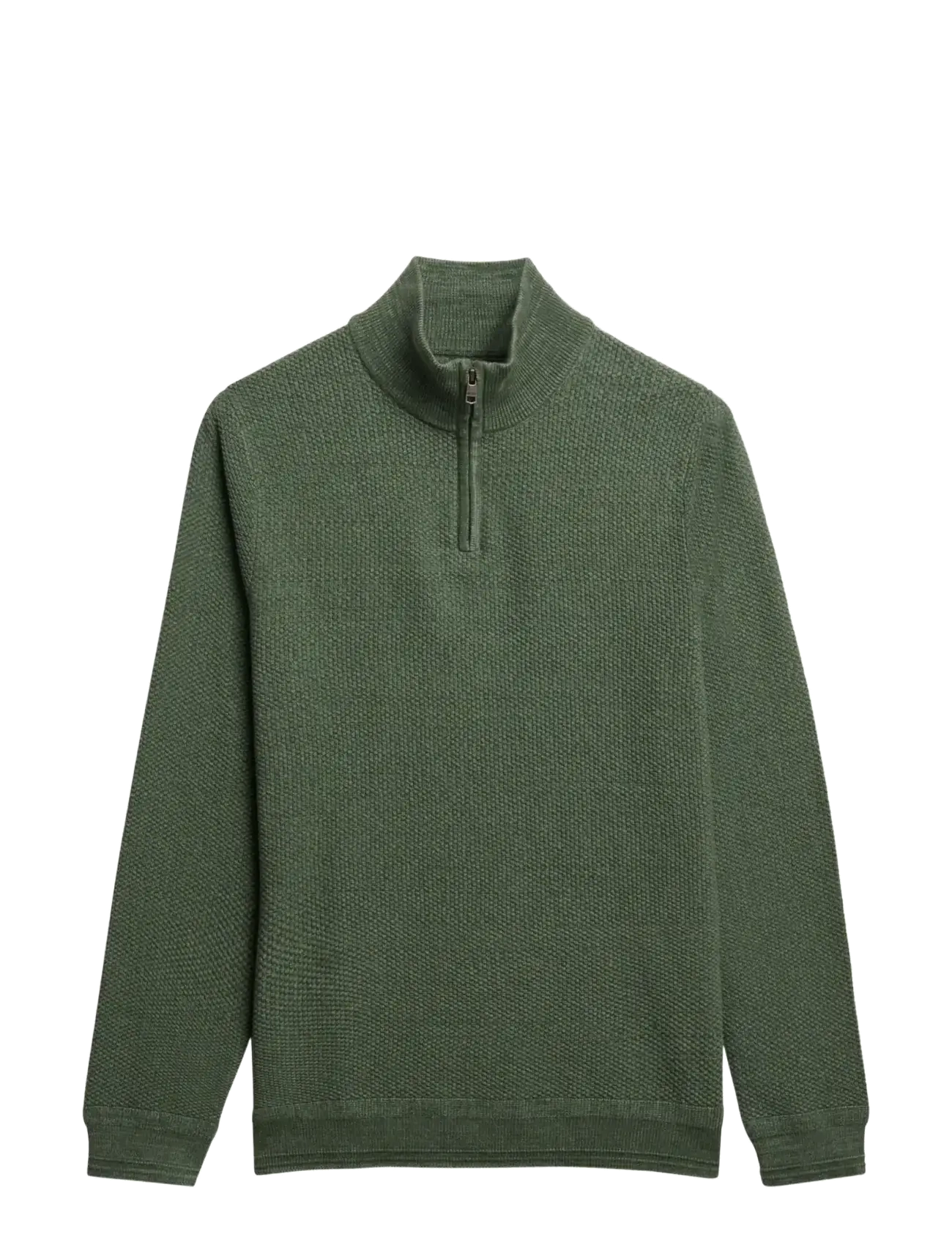 LW COTTON TEXTURE HALF ZIP - SAGE GREEN TWIST