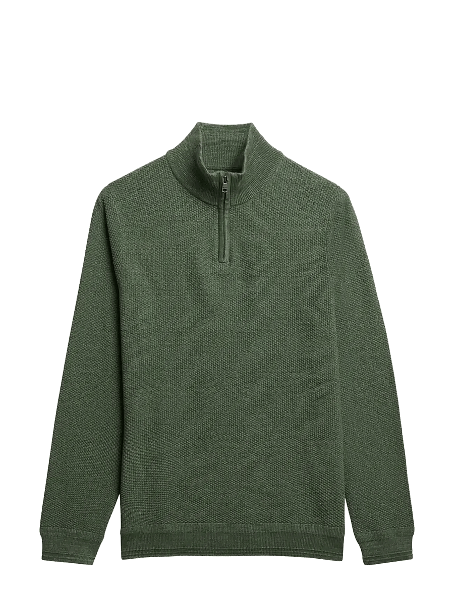 Superdry - LW COTTON TEXTURE HALF ZIP - tõmblukk-kaelusega džemprid - sage green twist - 1