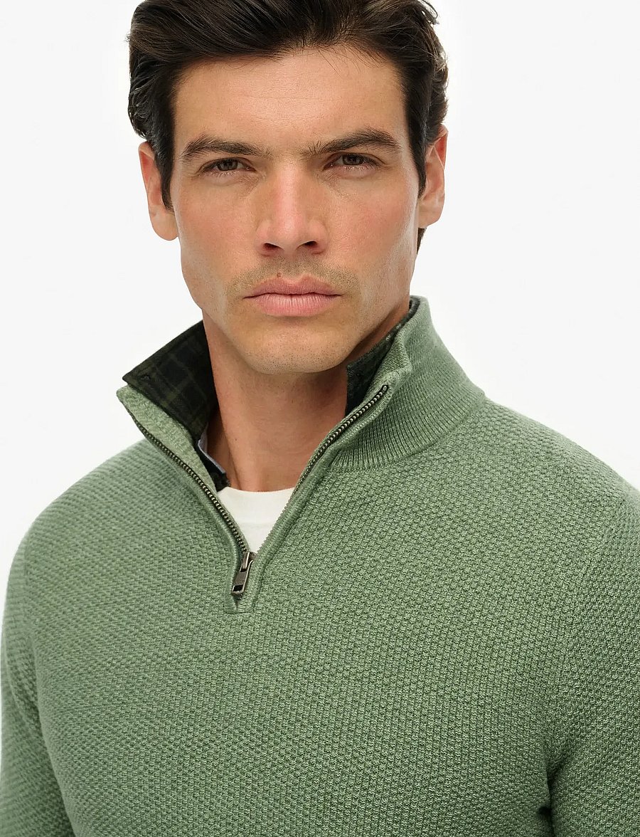 Superdry - LW COTTON TEXTURE HALF ZIP - tõmblukk-kaelusega džemprid - sage green twist - 2