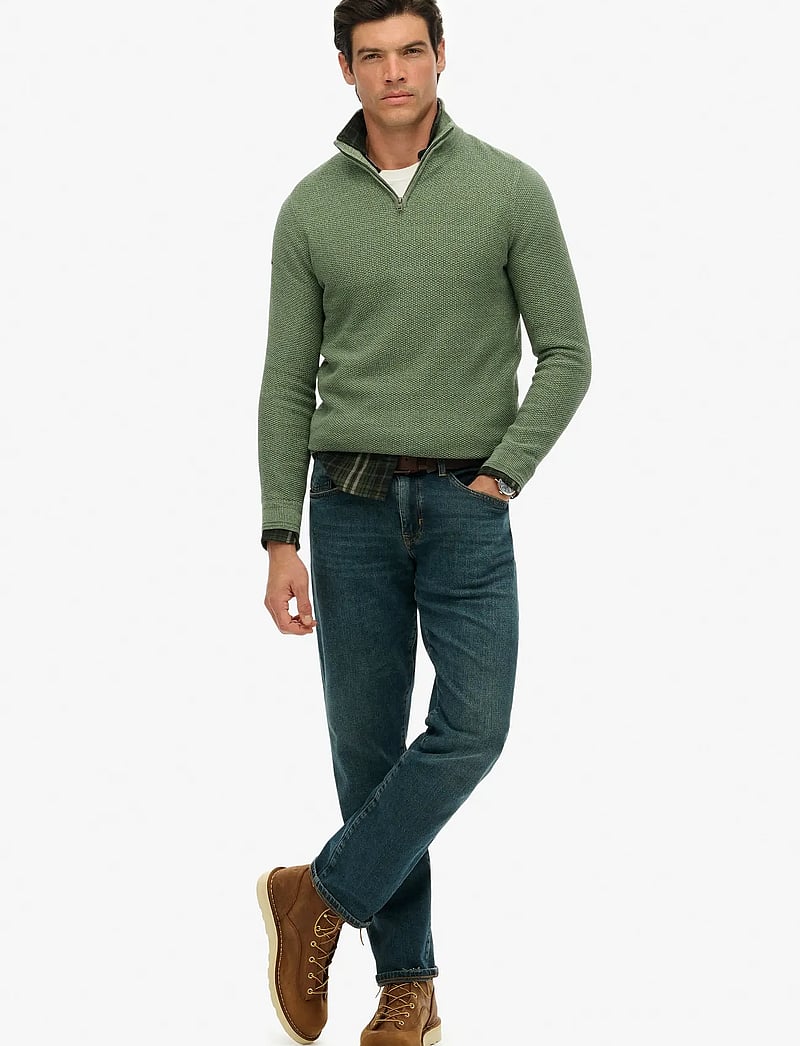 Superdry - LW COTTON TEXTURE HALF ZIP - pullover mit halbem reißverschluss - sage green twist - 4