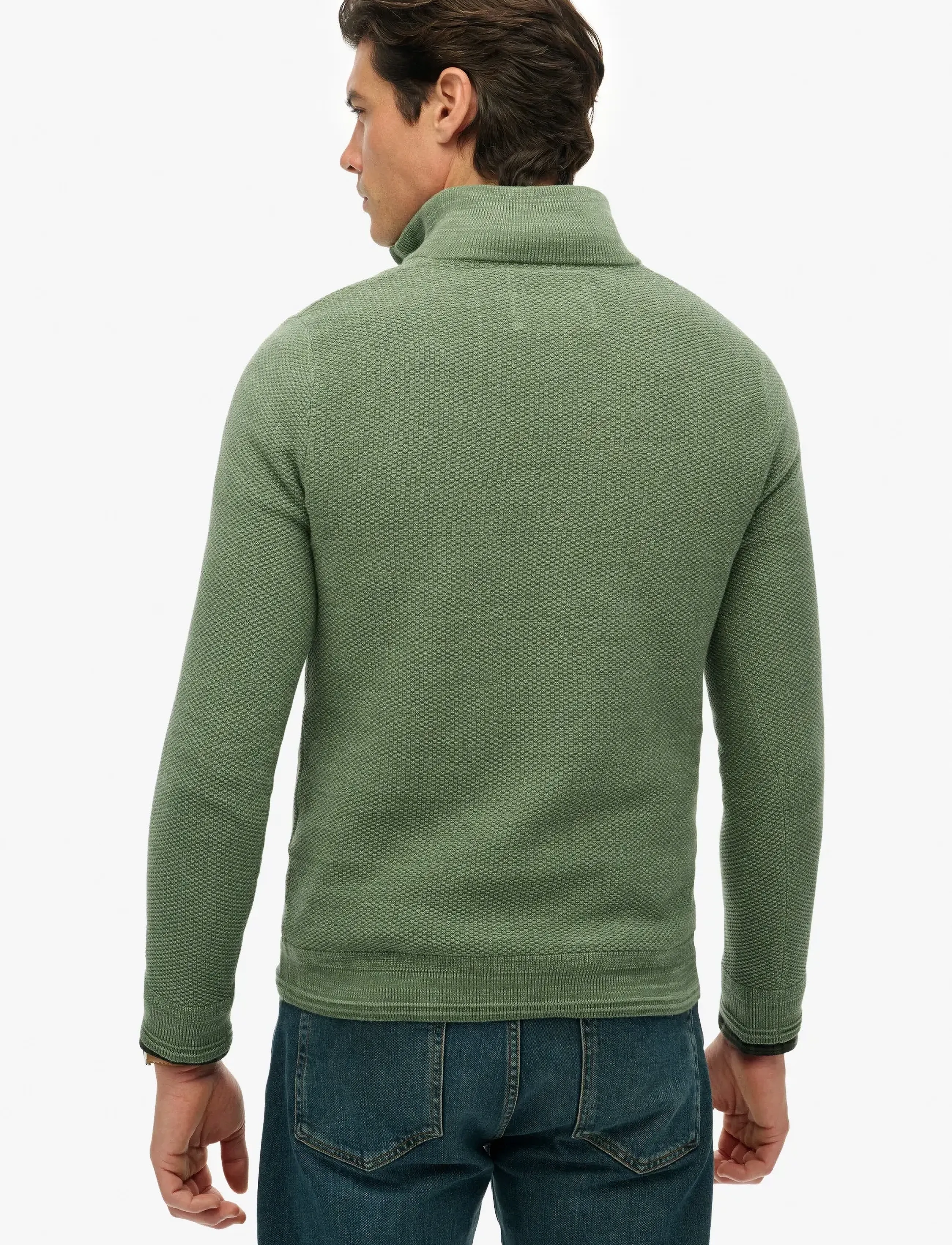Superdry - LW COTTON TEXTURE HALF ZIP - tõmblukk-kaelusega džemprid - sage green twist - 5