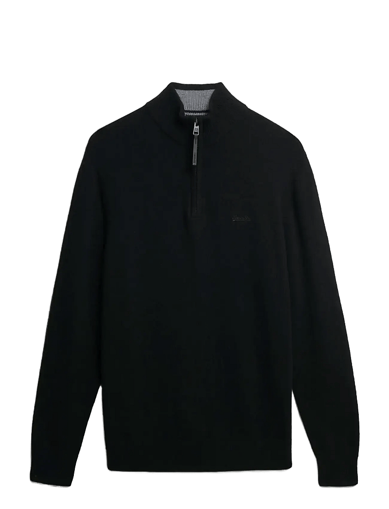 Superdry - WOOL BLEND HALF ZIP JUMPER - tõmblukk-kaelusega džemprid - black - 1