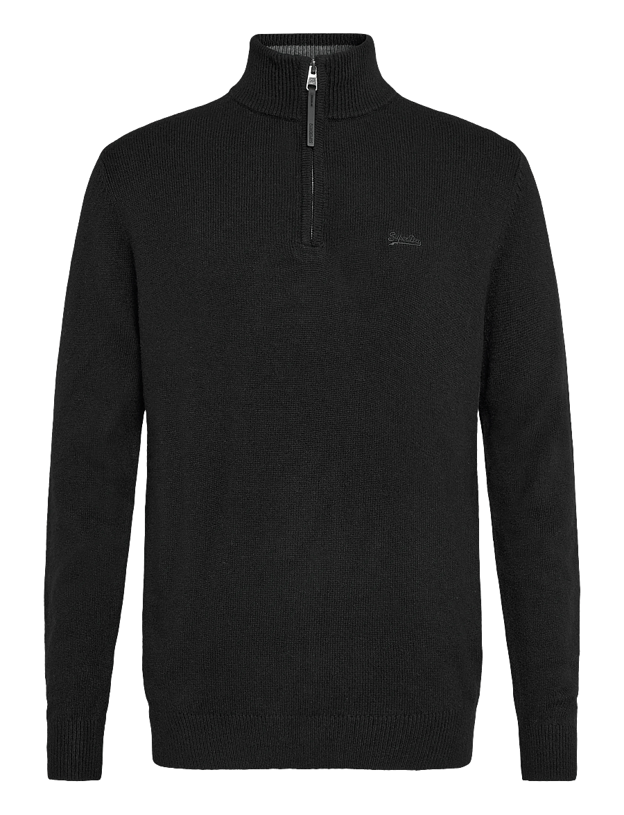 Superdry - WOOL BLEND HALF ZIP JUMPER - pullover mit halbem reißverschluss - black - 1