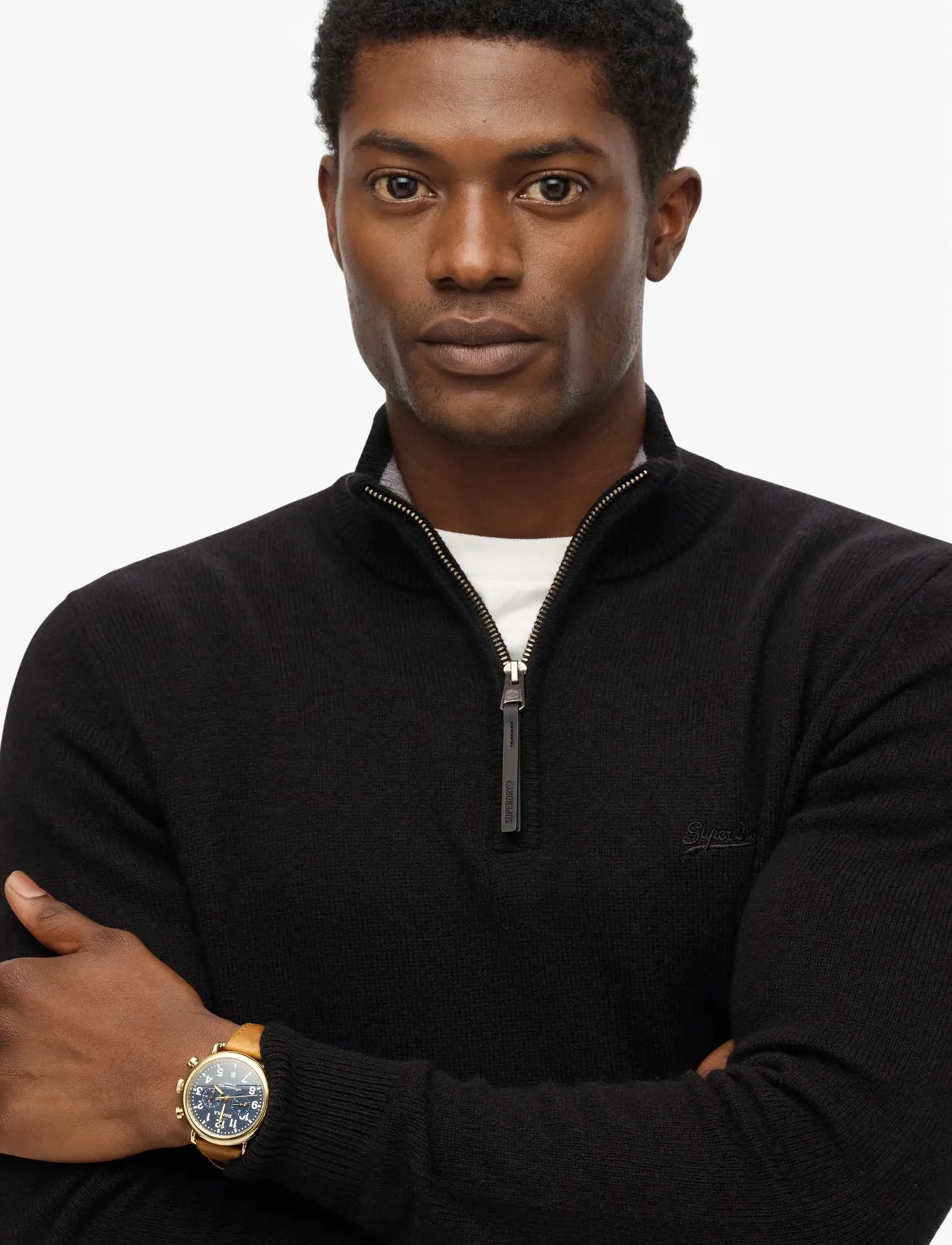 Superdry - WOOL BLEND HALF ZIP JUMPER - strik - black - 2