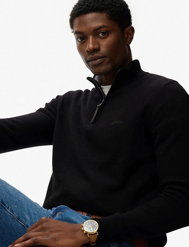 Superdry - WOOL BLEND HALF ZIP JUMPER - tõmblukk-kaelusega džemprid - black - 3