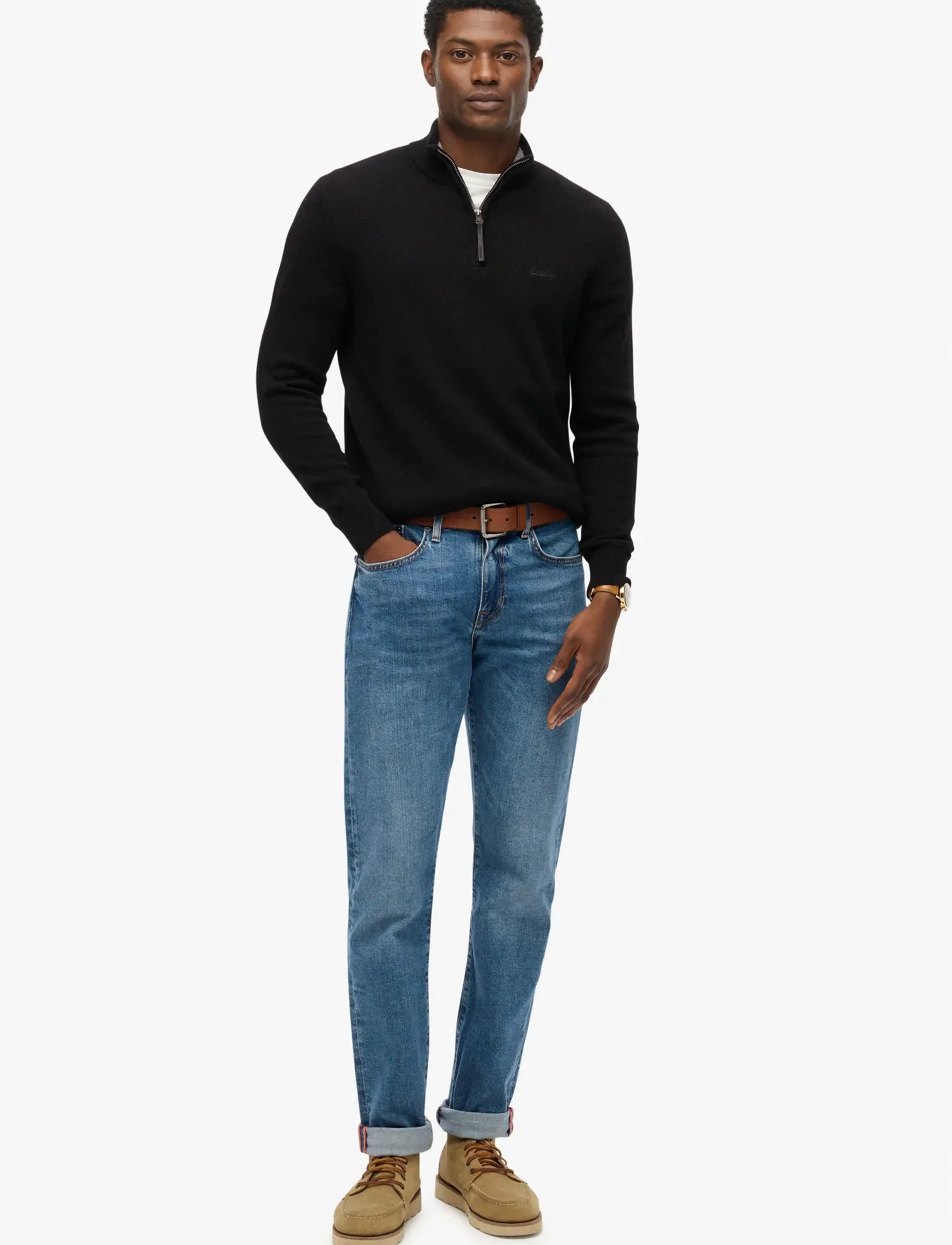 Superdry - WOOL BLEND HALF ZIP JUMPER - strik - black - 4