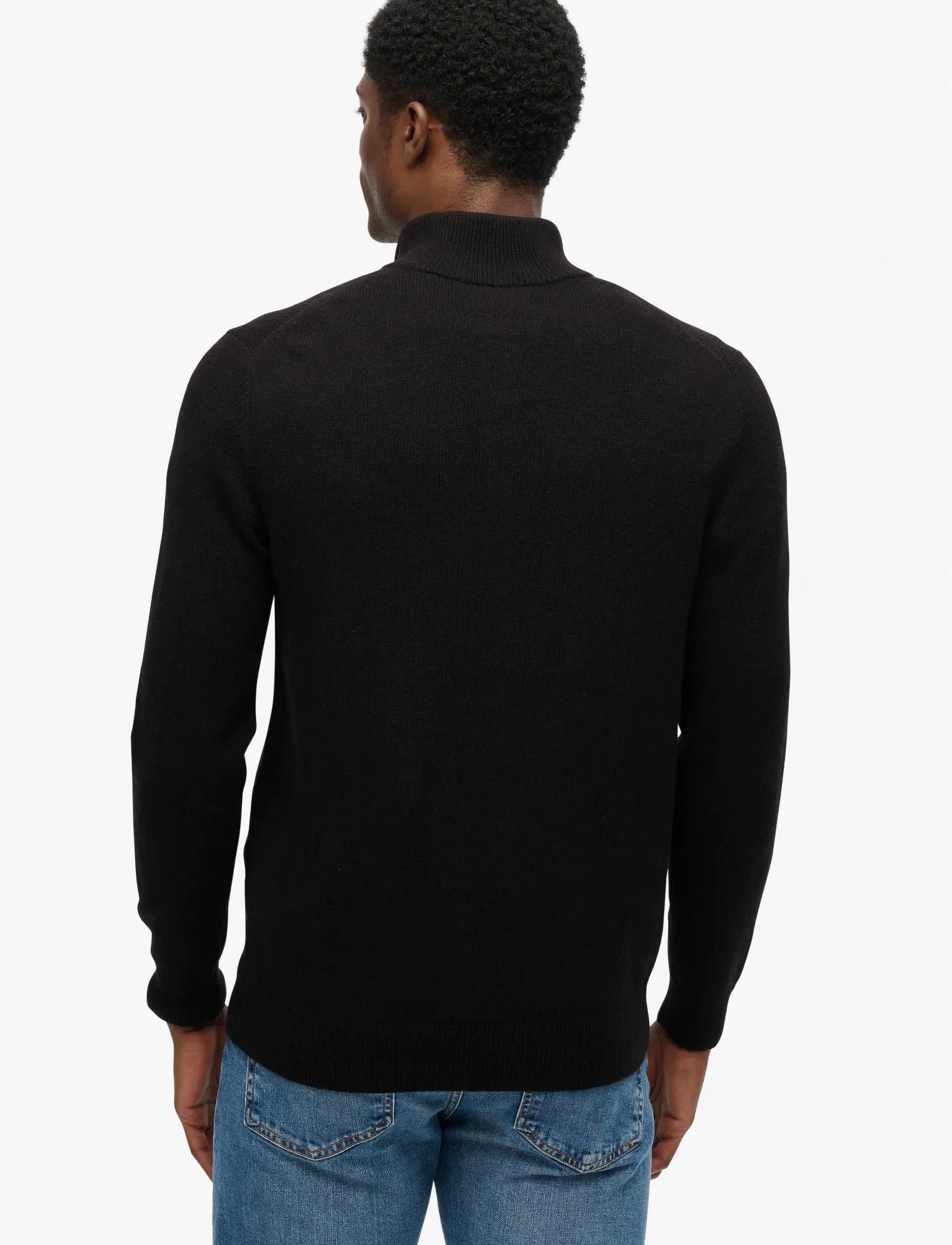Superdry - WOOL BLEND HALF ZIP JUMPER - strik - black - 5