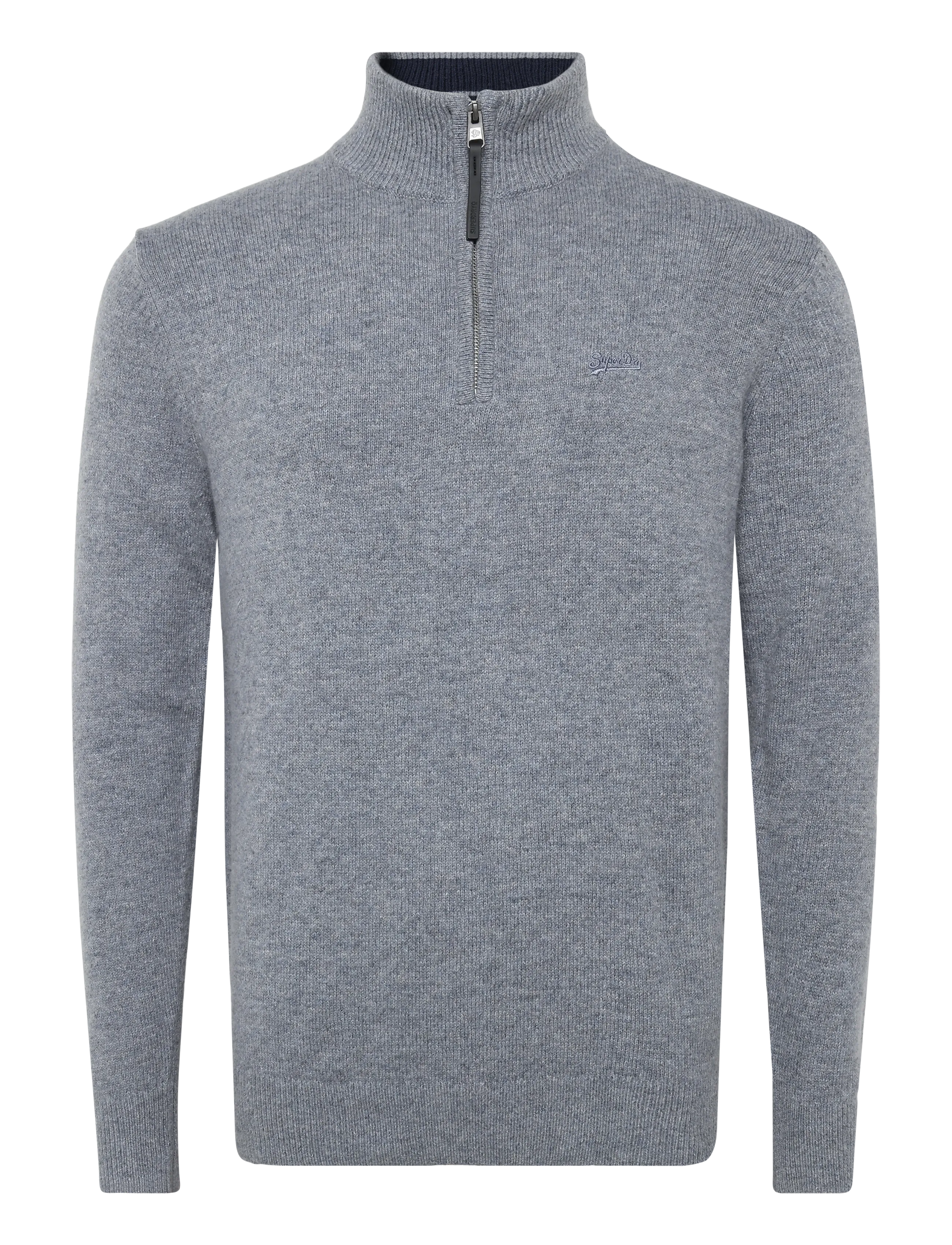 Superdry WOOL BLEND HALF ZIP JUMPER - Strickmode - BLUE GREY MARL / grey