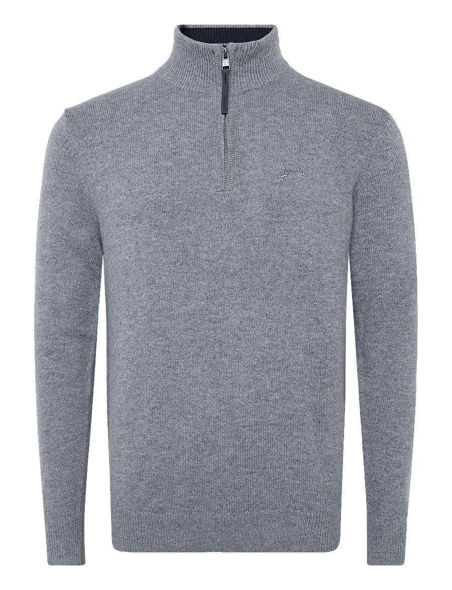 Superdry - WOOL BLEND HALF ZIP JUMPER - poolpika lukuga džemprid - blue grey marl - 1