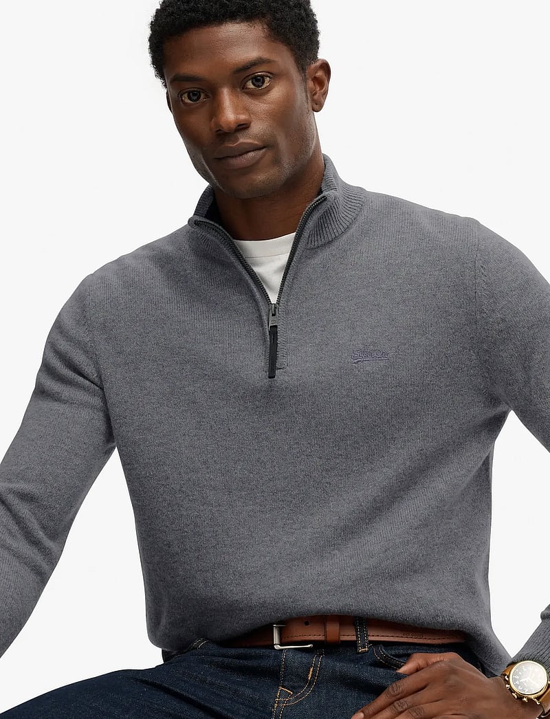 Superdry - WOOL BLEND HALF ZIP JUMPER - halfzip strik - blue grey marl - 3