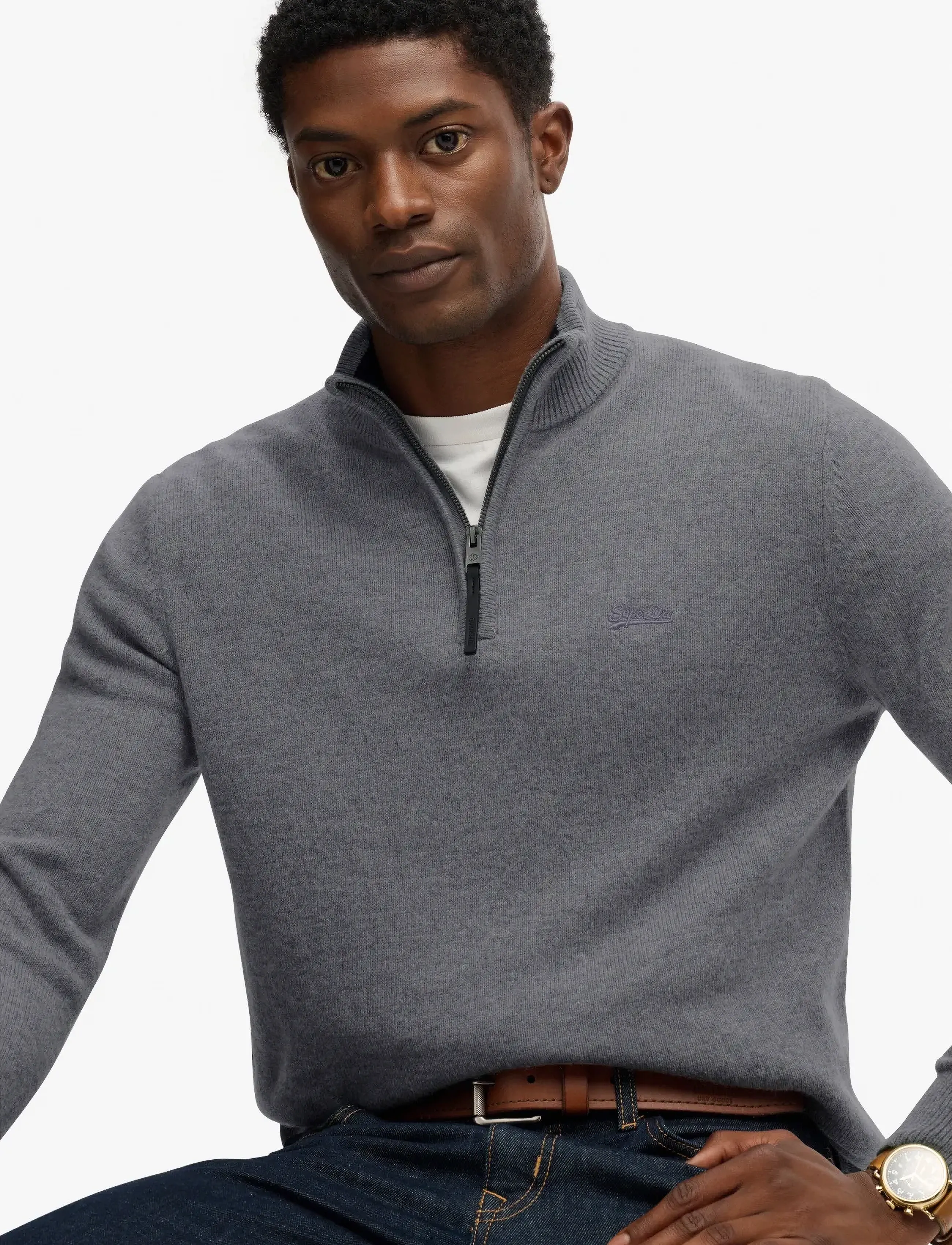Superdry - WOOL BLEND HALF ZIP JUMPER - strik - blue grey marl - 3