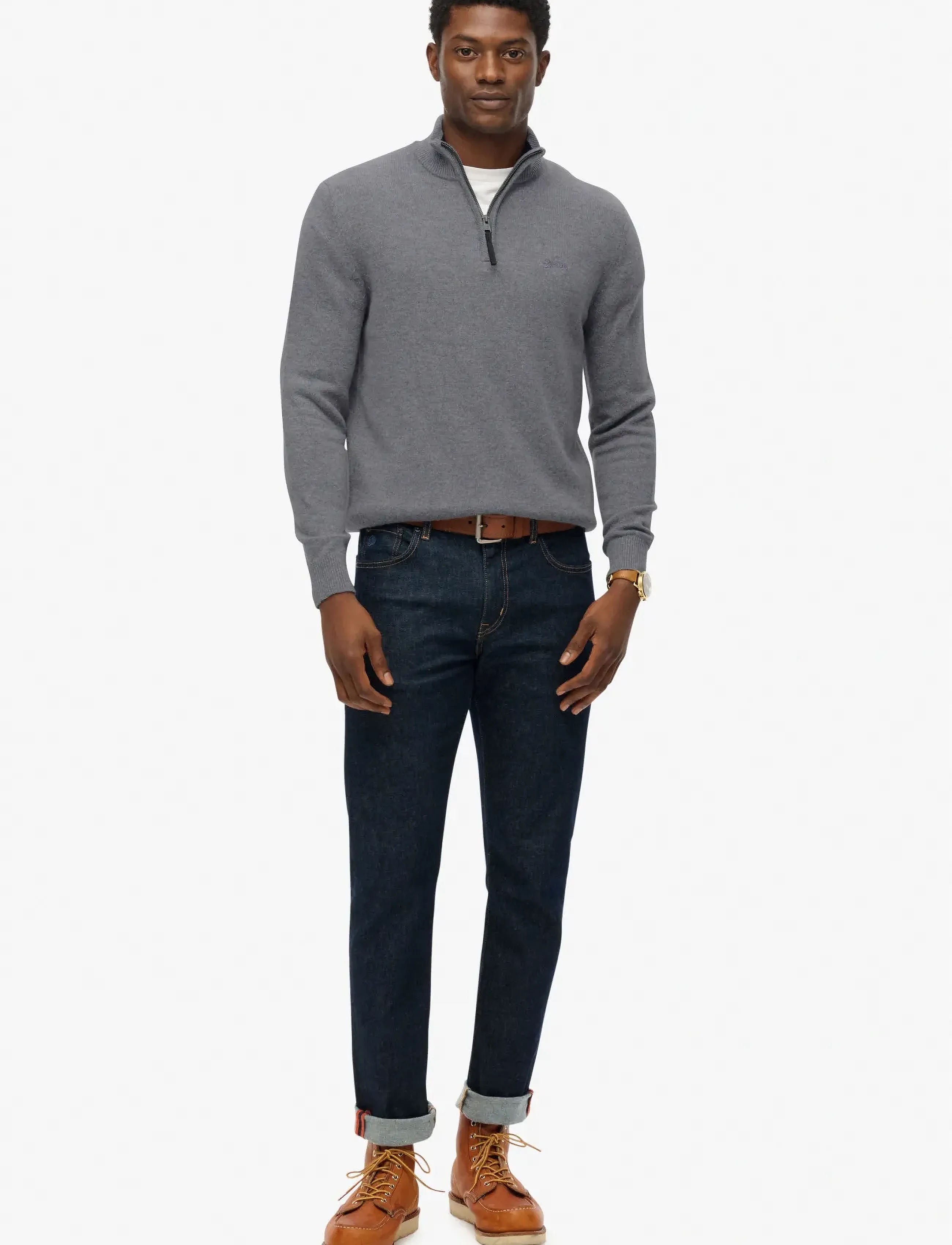 Superdry - WOOL BLEND HALF ZIP JUMPER - strik - blue grey marl - 4