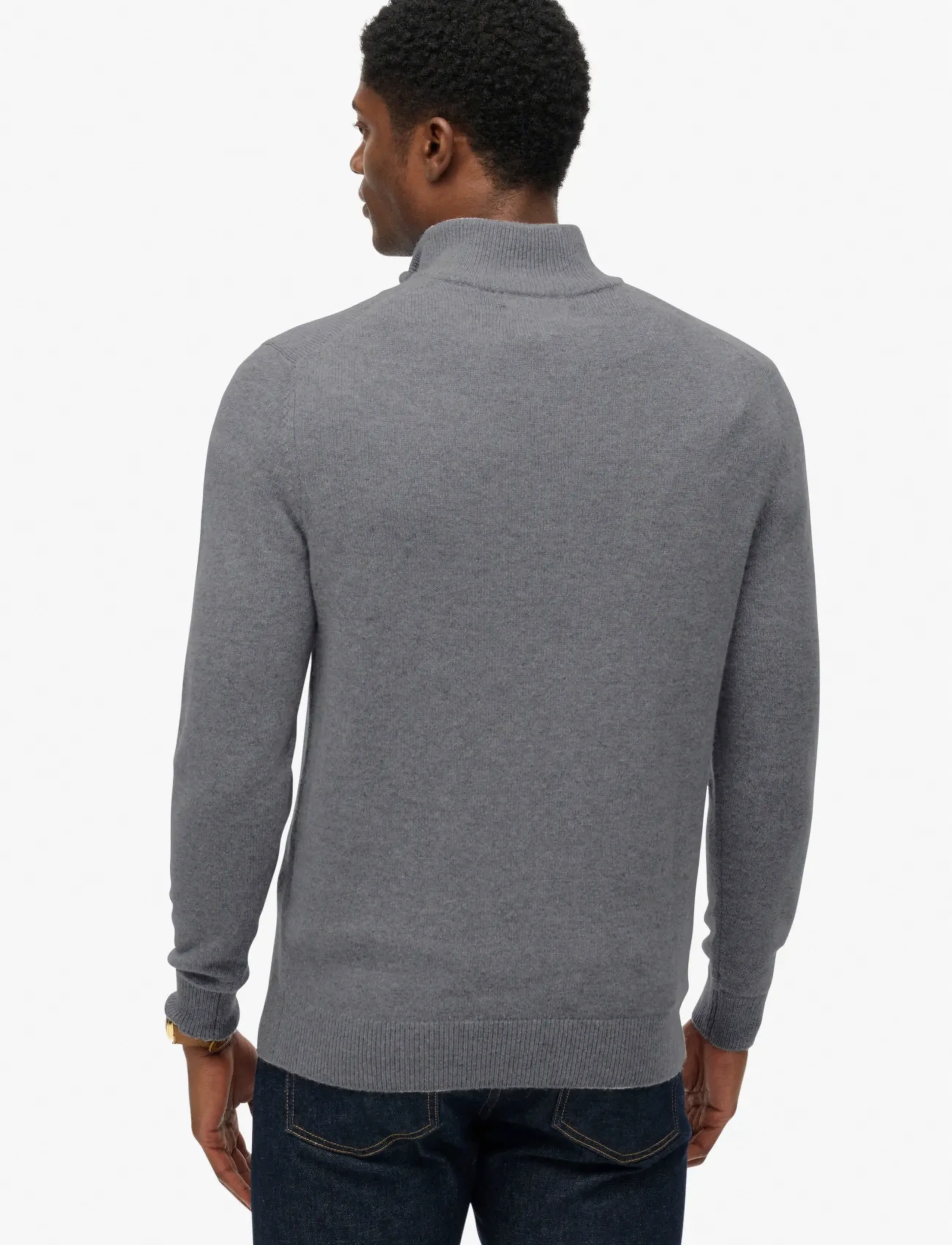 Superdry - WOOL BLEND HALF ZIP JUMPER - strik - blue grey marl - 5