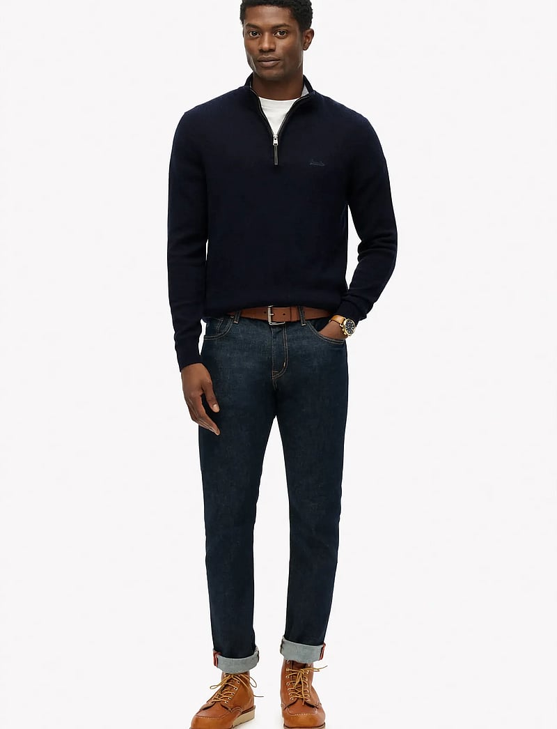 Superdry - WOOL BLEND HALF ZIP JUMPER - swetry zapinane do połowy - charred navy marl - 4