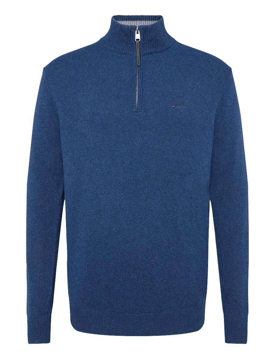 Superdry - WOOL BLEND HALF ZIP JUMPER - poolpika lukuga džemprid - dusk navy marl - 1