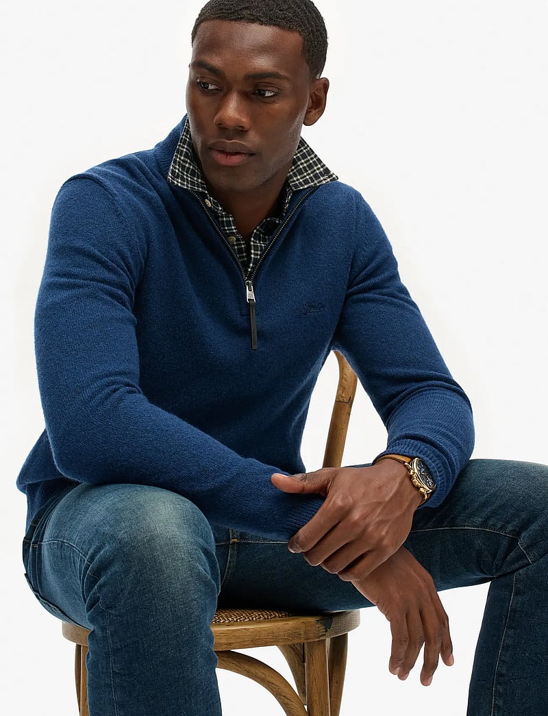 Superdry - WOOL BLEND HALF ZIP JUMPER - tõmblukk-kaelusega džemprid - dusk navy marl - 3