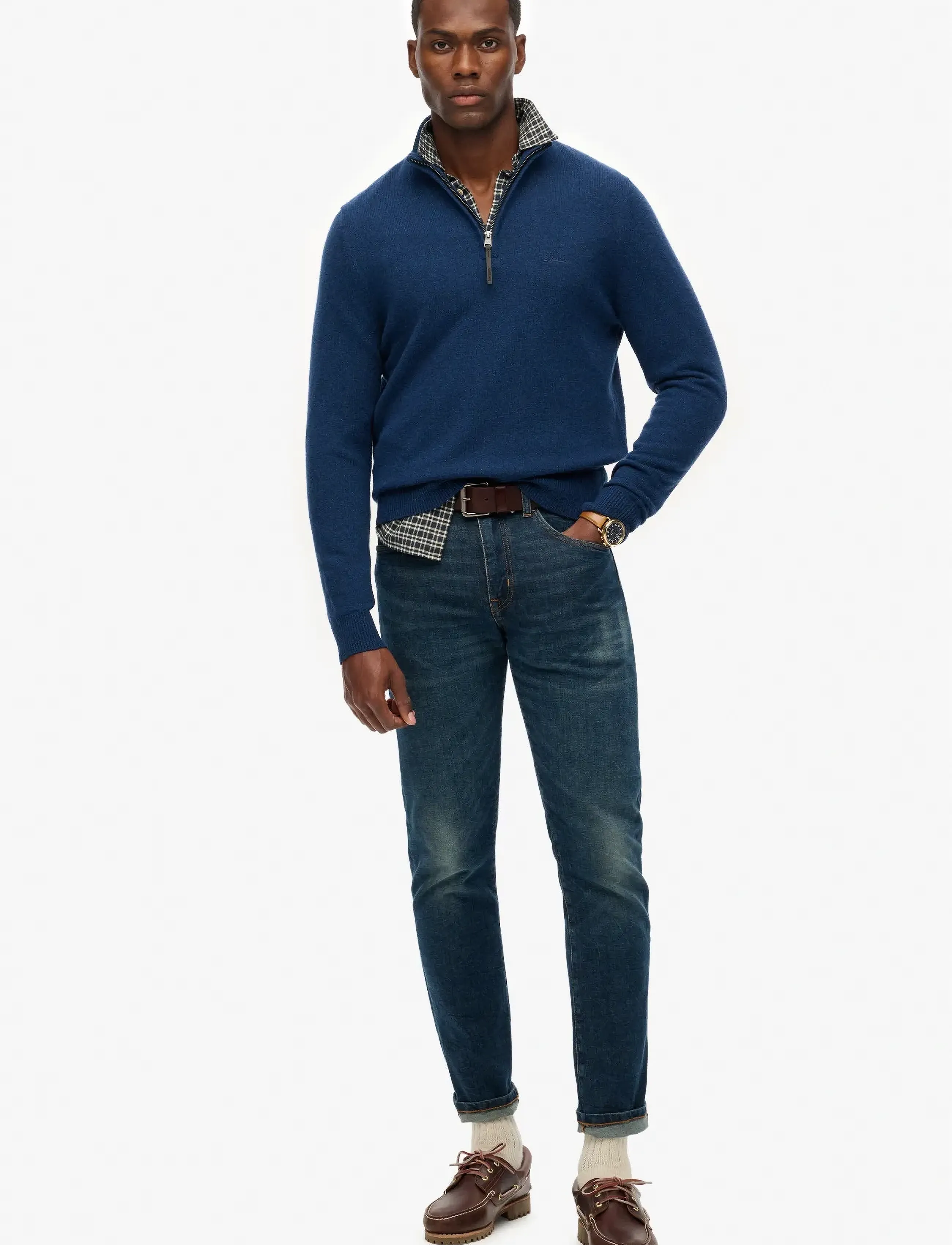 Superdry WOOL BLEND HALF ZIP JUMPER - Strickmode - DUSK NAVY MARL / navy