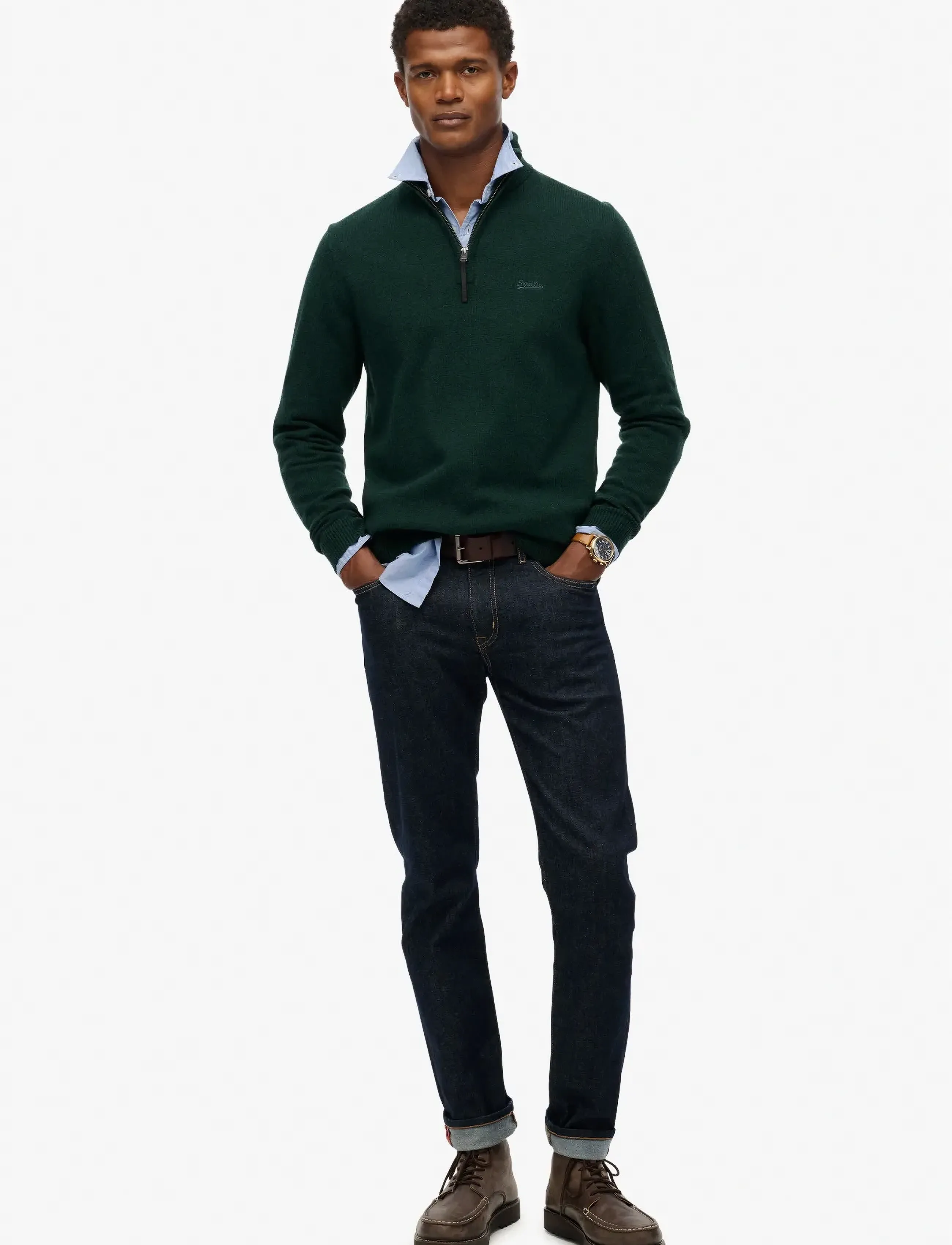 Superdry - WOOL BLEND HALF ZIP JUMPER - mænd - forest green marl - 2