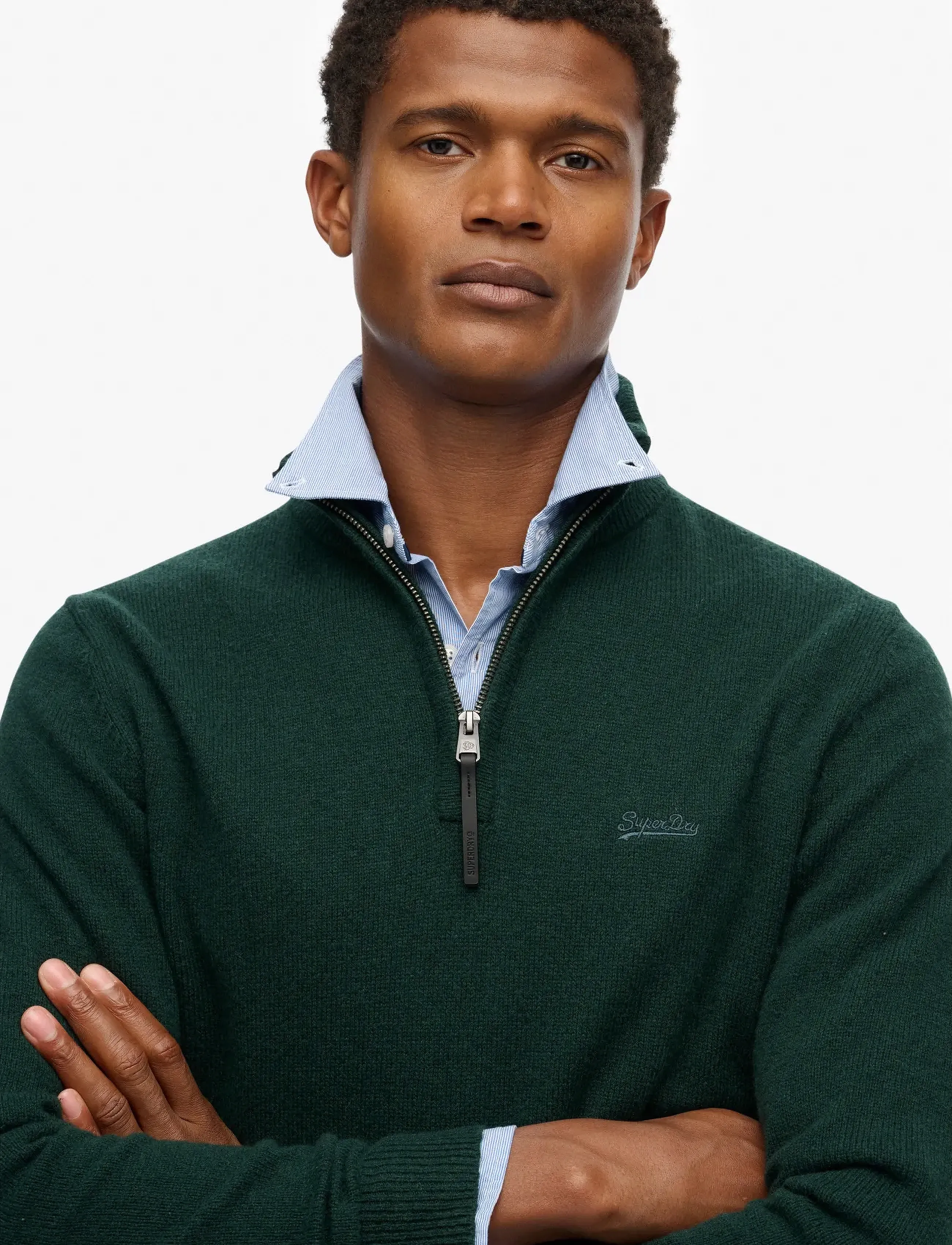 Superdry - WOOL BLEND HALF ZIP JUMPER - mænd - forest green marl - 3