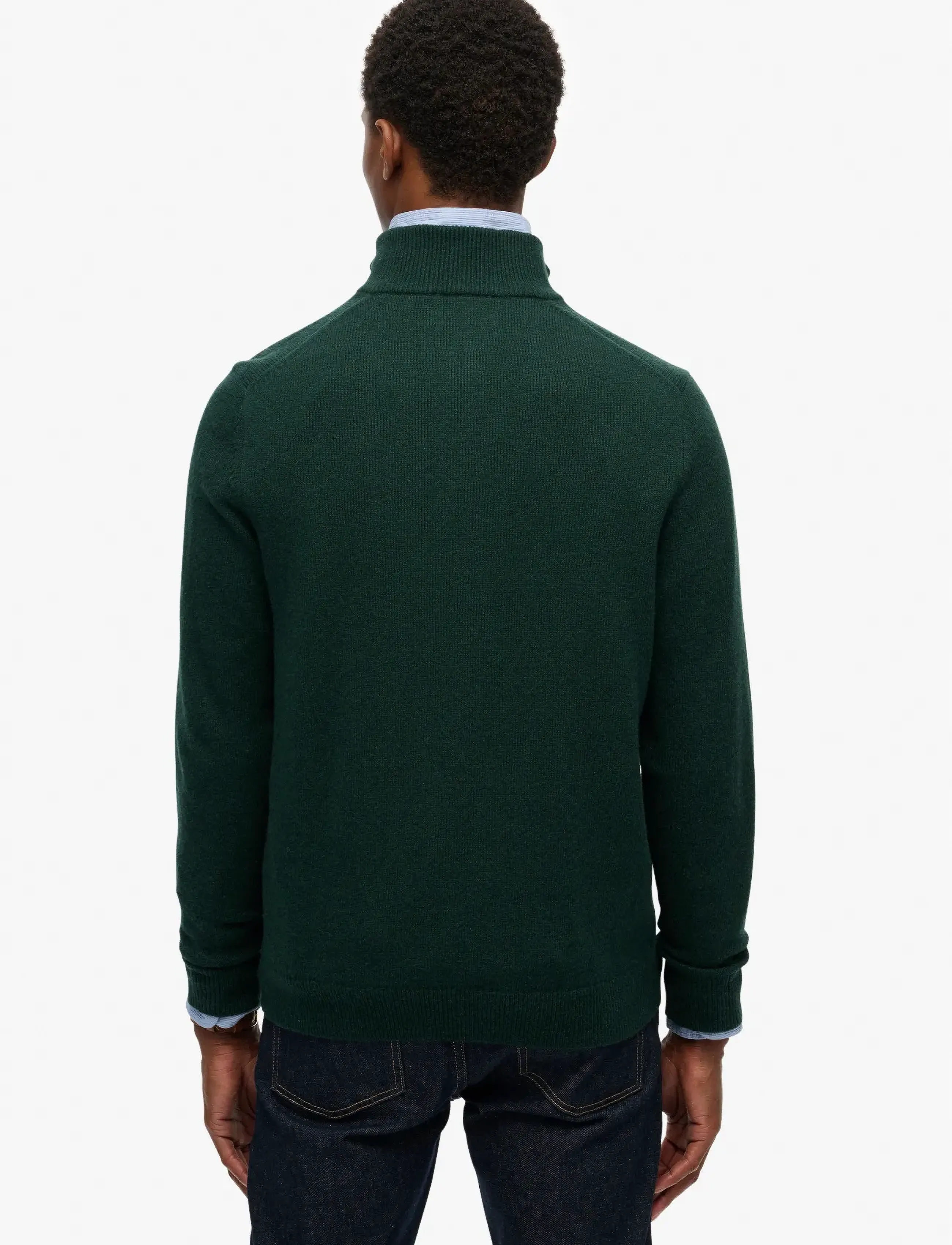 Superdry - WOOL BLEND HALF ZIP JUMPER - mænd - forest green marl - 4