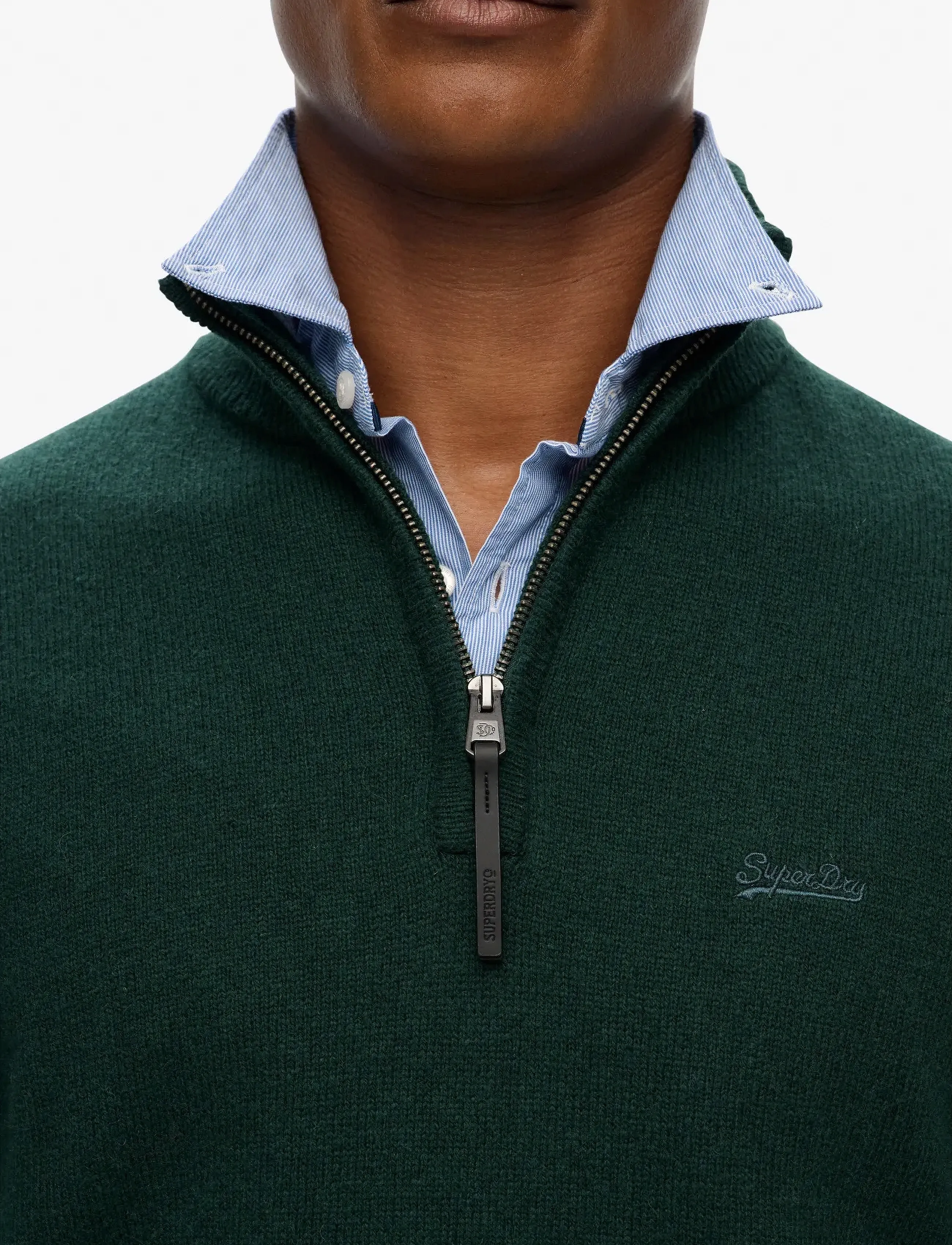 Superdry - WOOL BLEND HALF ZIP JUMPER - mænd - forest green marl - 5