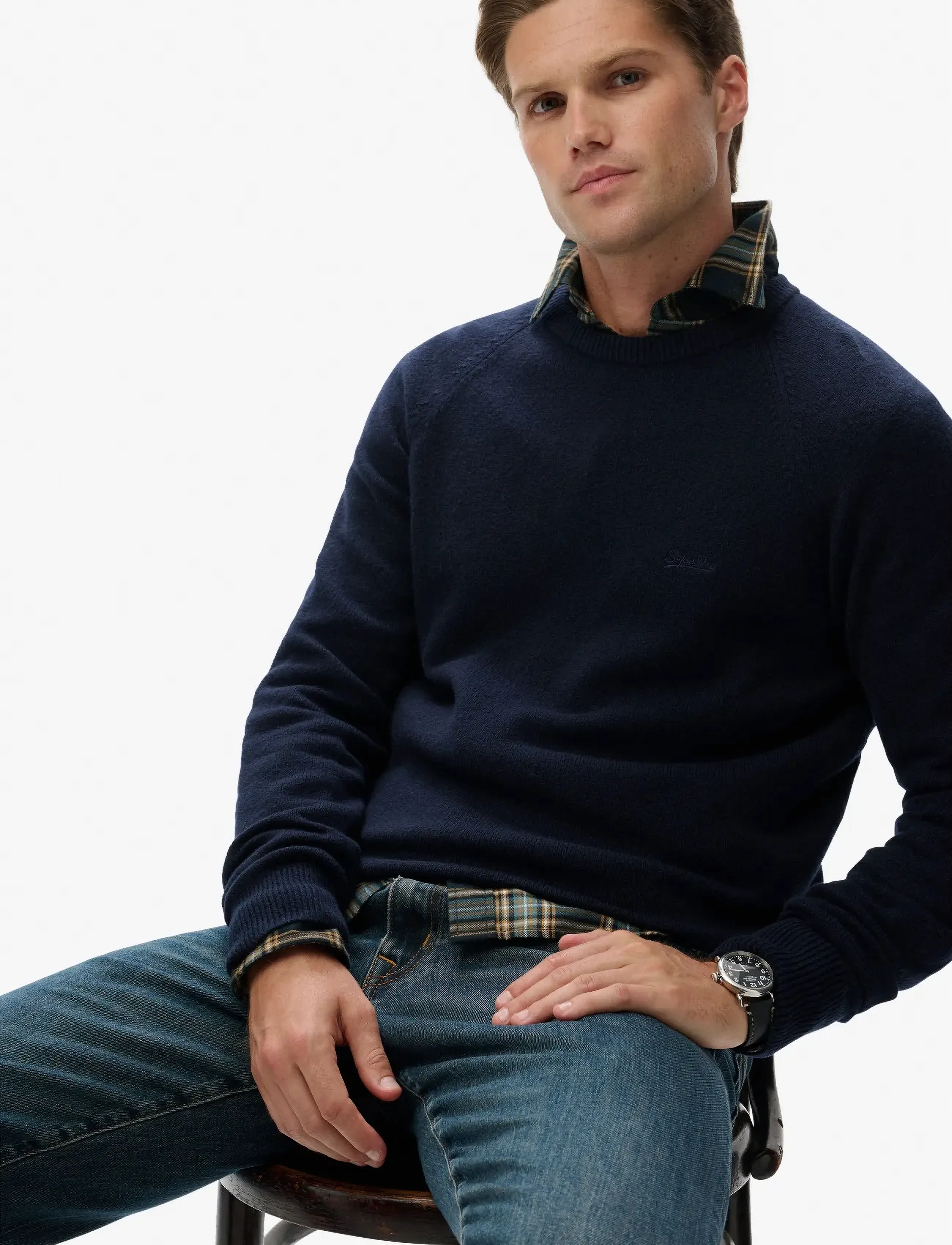 Superdry - WOOL BLEND JUMPER - basic-strickmode - charred navy marl - 3