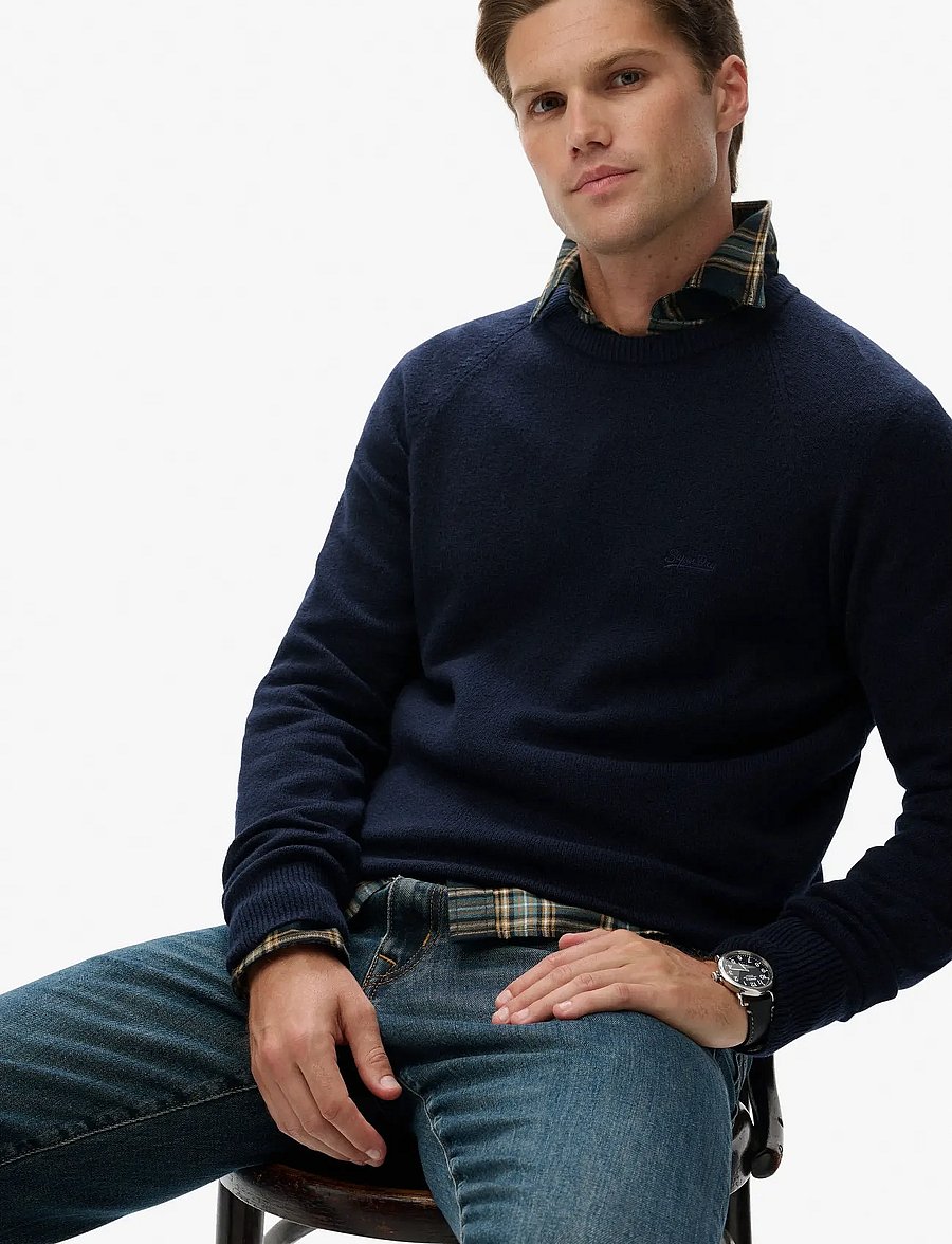 Superdry - WOOL BLEND JUMPER - rundhalsad - charred navy marl - 3