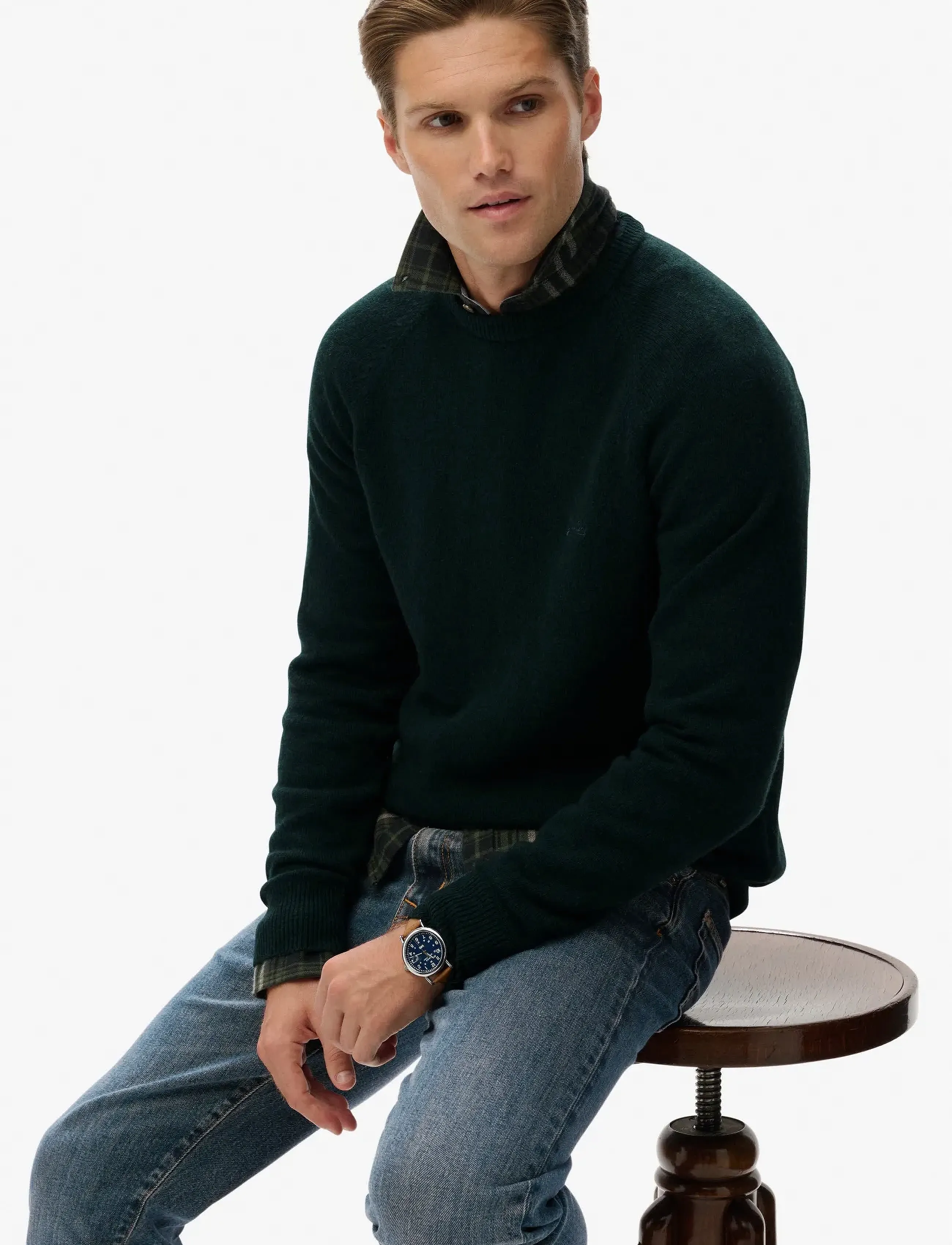 Superdry - WOOL BLEND JUMPER - Ümmarguse kaelusega kudumid - forest green marl - 3