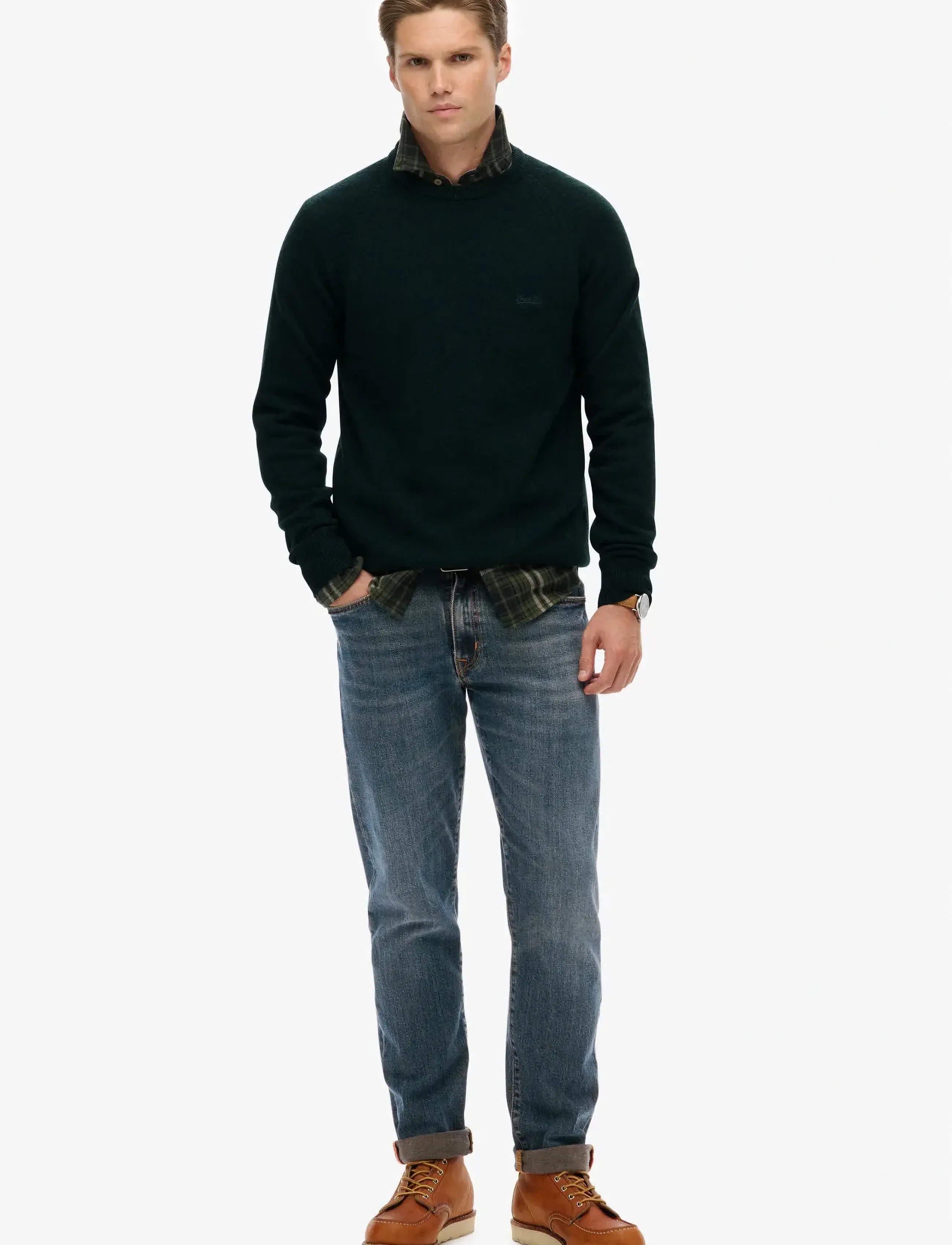 Superdry - WOOL BLEND JUMPER - Ümmarguse kaelusega kudumid - forest green marl - 4