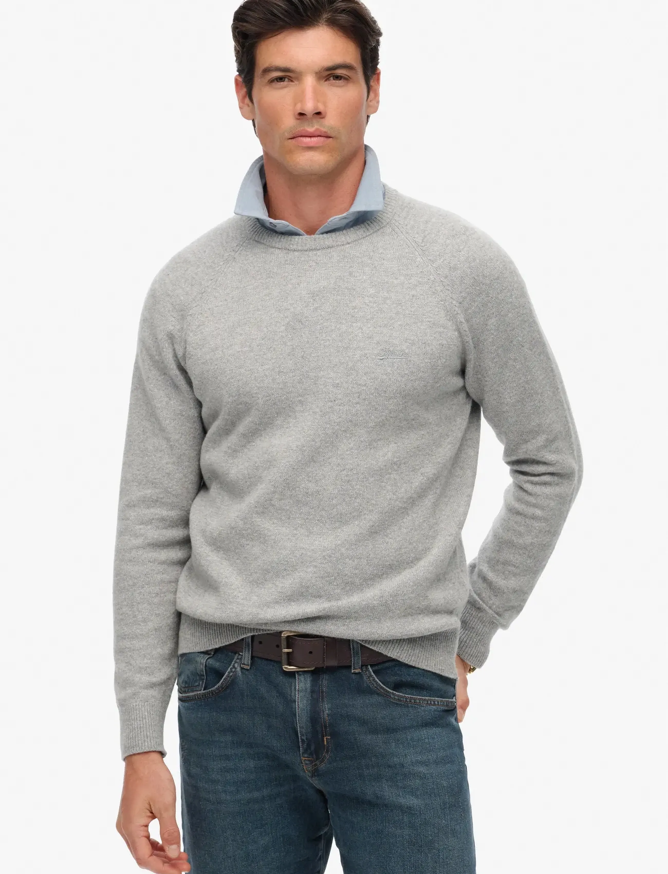 Superdry Wool Blend Jumper, Mænd, Rundhals Jumper, Grå, Str: XL