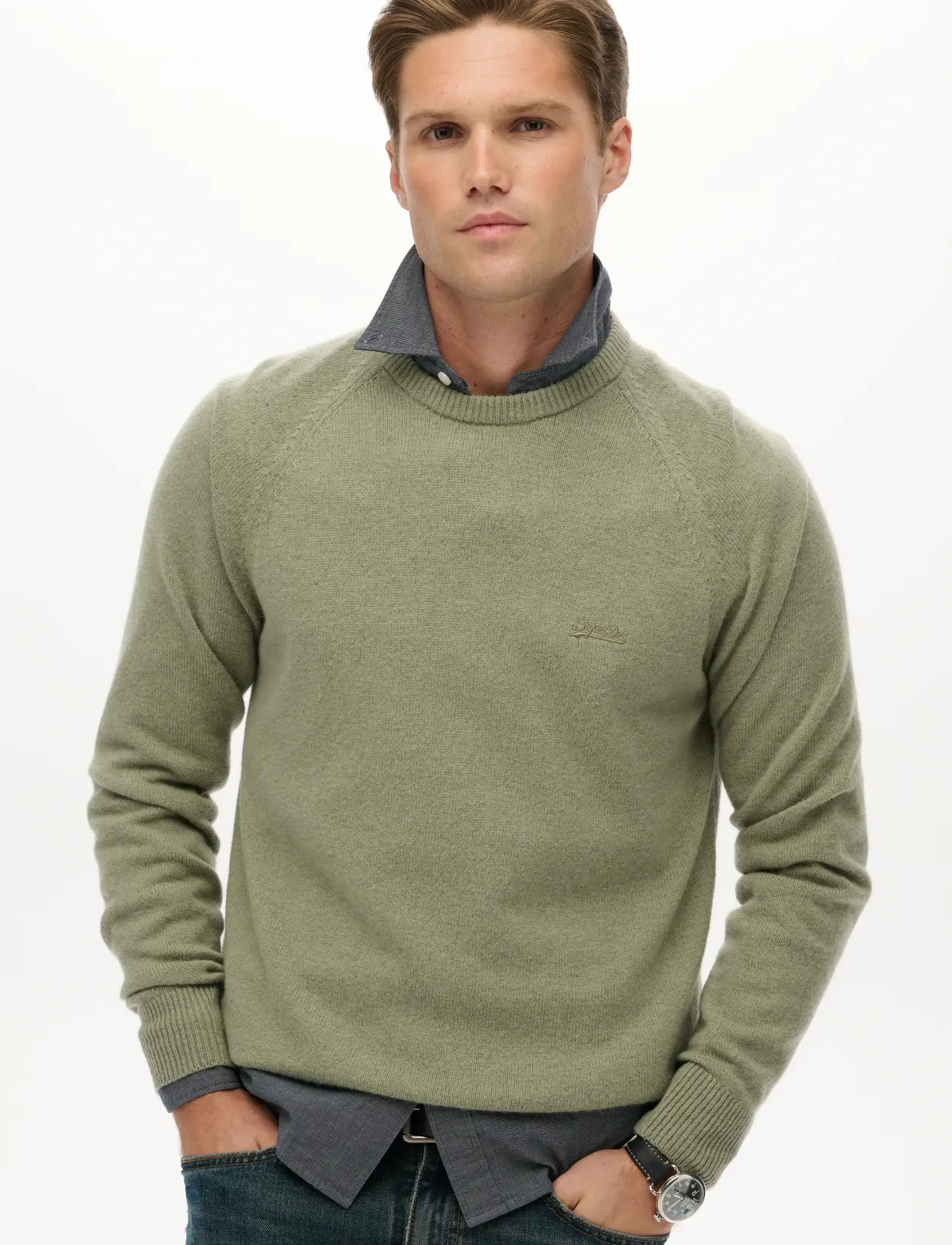 Superdry - WOOL BLEND JUMPER - round necks - light sage - 0