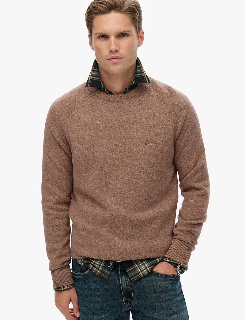 Superdry - WOOL BLEND JUMPER - rund hals - macadamia brown marl - 0
