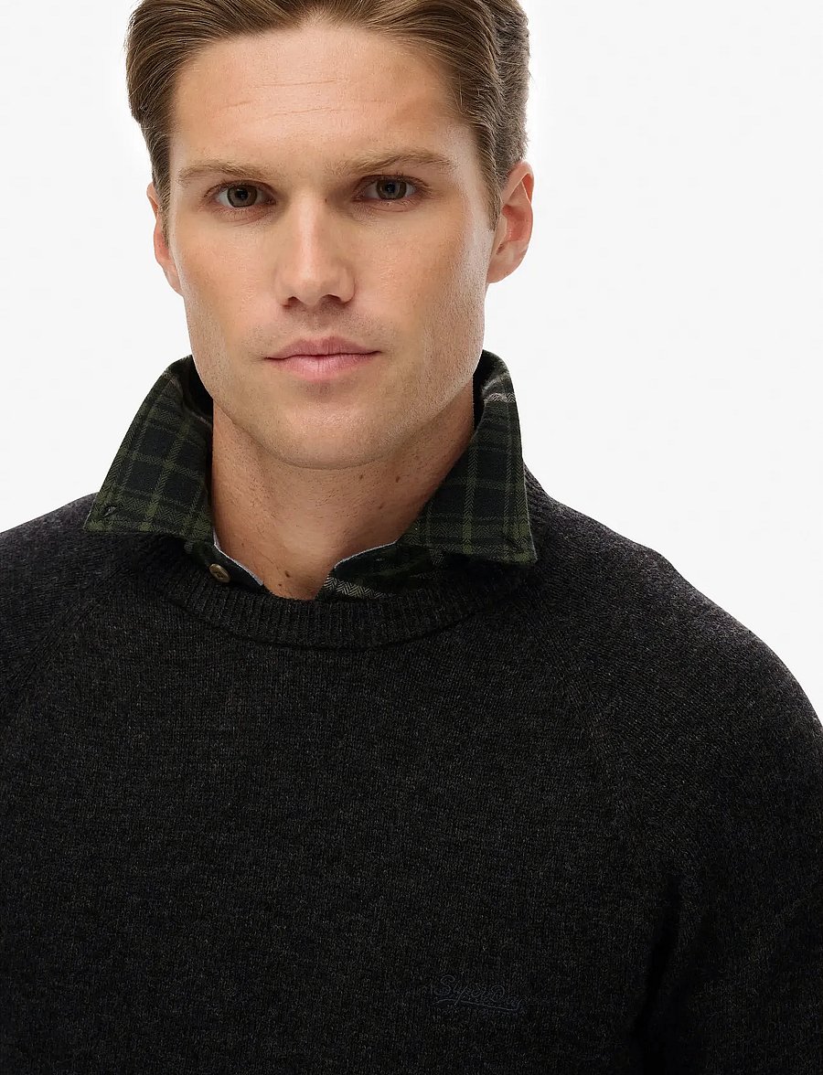 Superdry - WOOL BLEND JUMPER - Ümmarguse kaelusega kudumid - midnight charcoal marl - 3