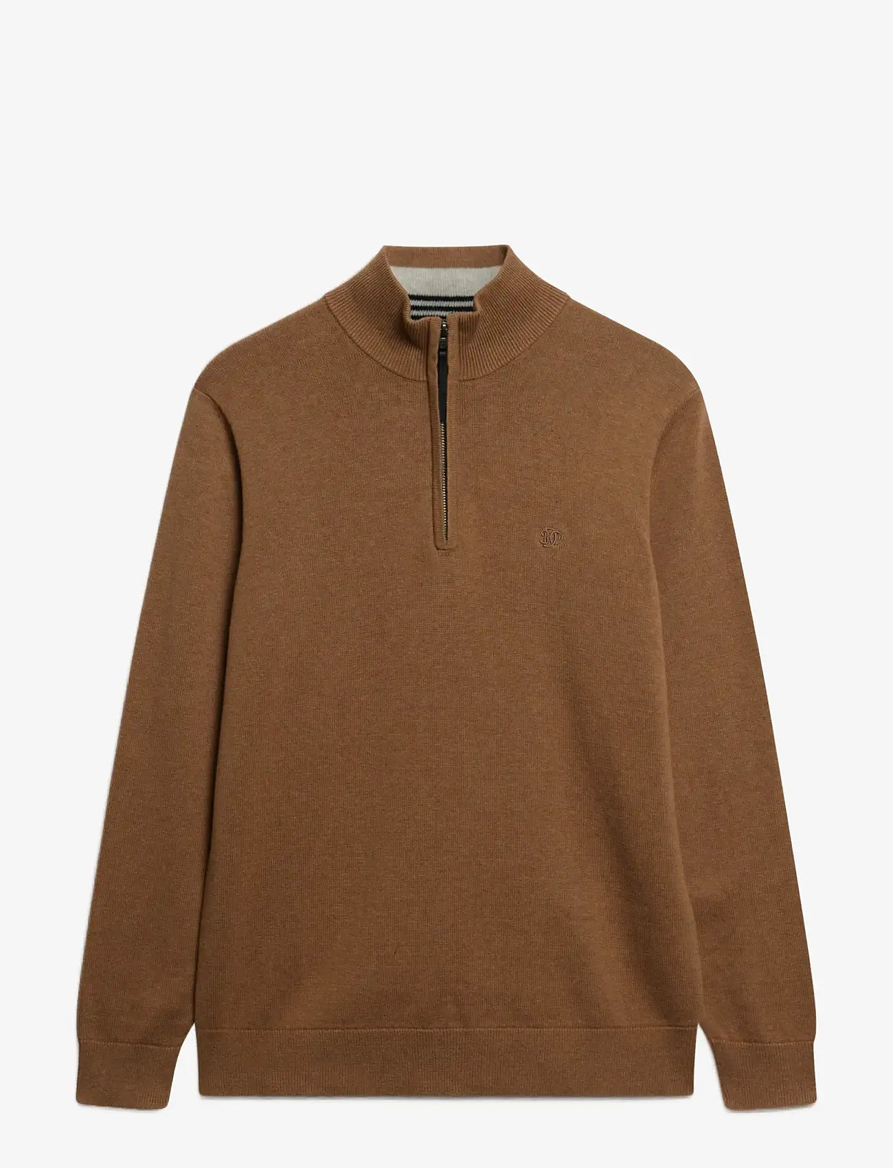 Superdry - ESSENTIALS COTTON HALF ZIP - carbon brown marl - 1