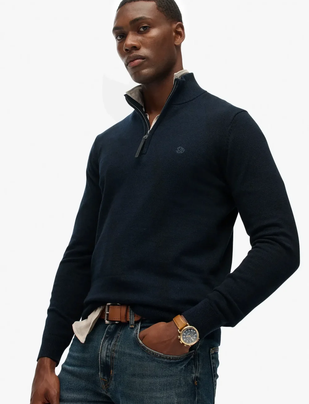 Superdry - ESSENTIALS COTTON HALF ZIP - half zip-tröjor - eclipse navy marl - 3