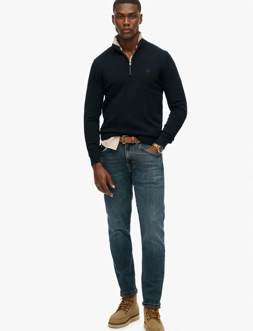 Superdry - ESSENTIALS COTTON HALF ZIP - half zip-tröjor - eclipse navy marl - 4