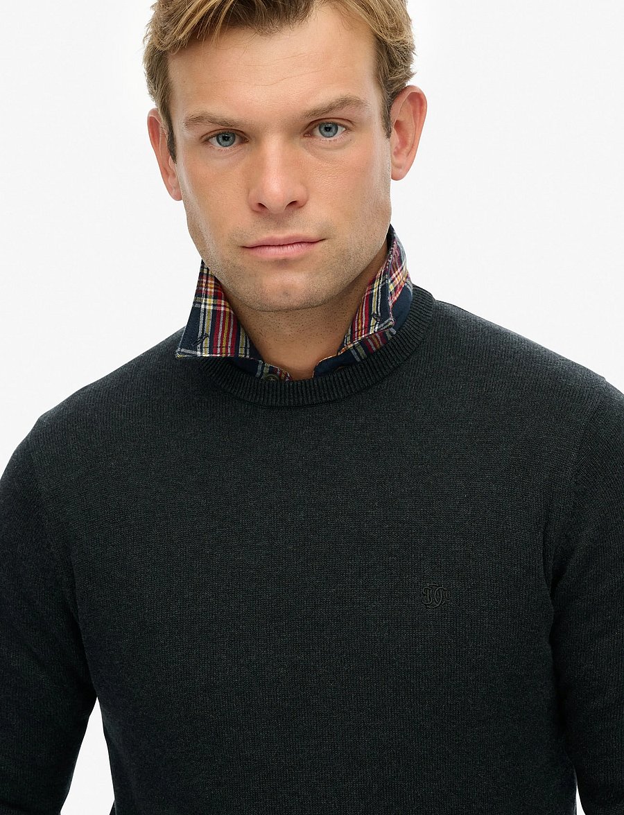 Superdry - ESSENTIALS COTTON JUMPER - rundhals - charcoal marl - 4