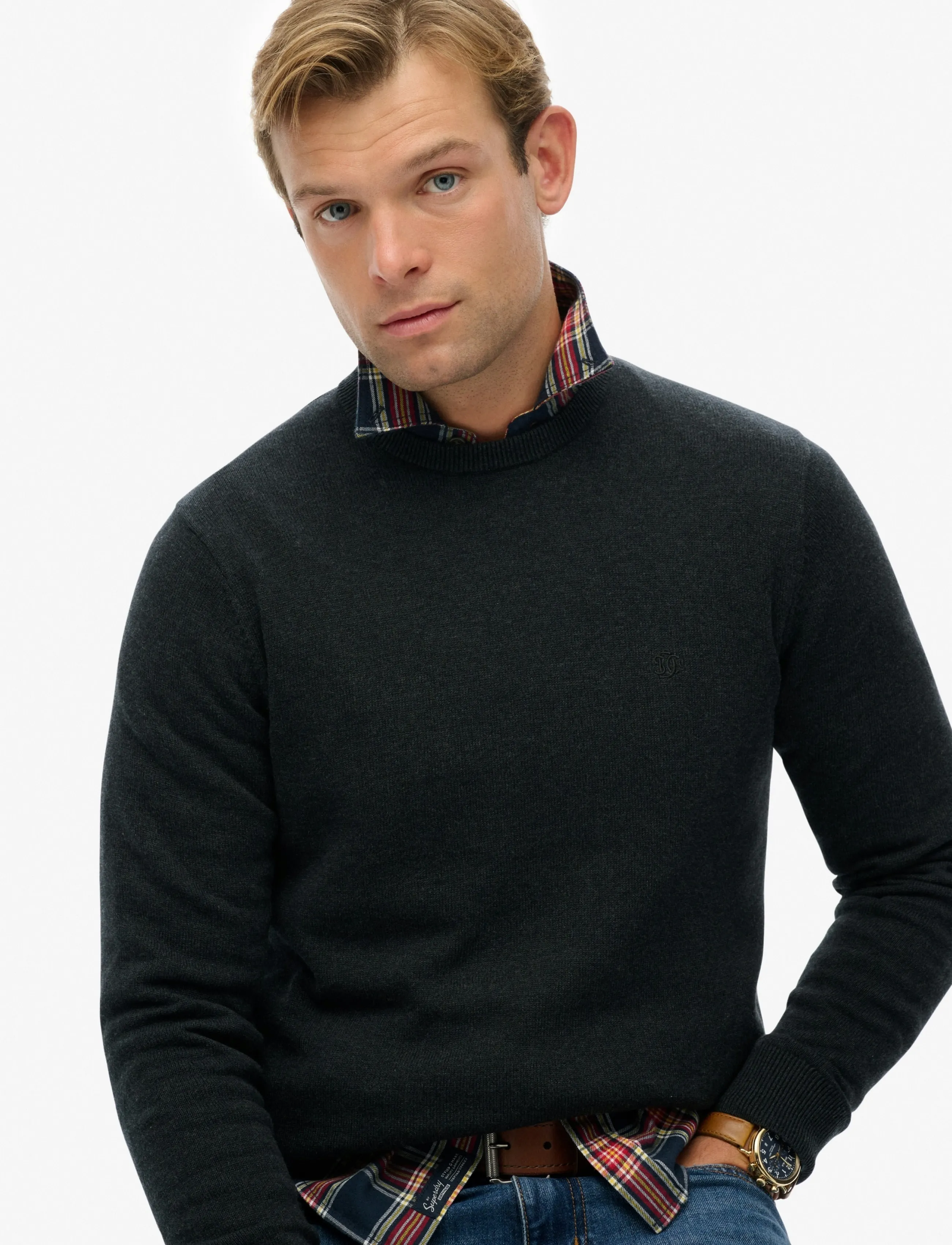 Superdry - ESSENTIALS COTTON JUMPER - rundhals - charcoal marl - 5