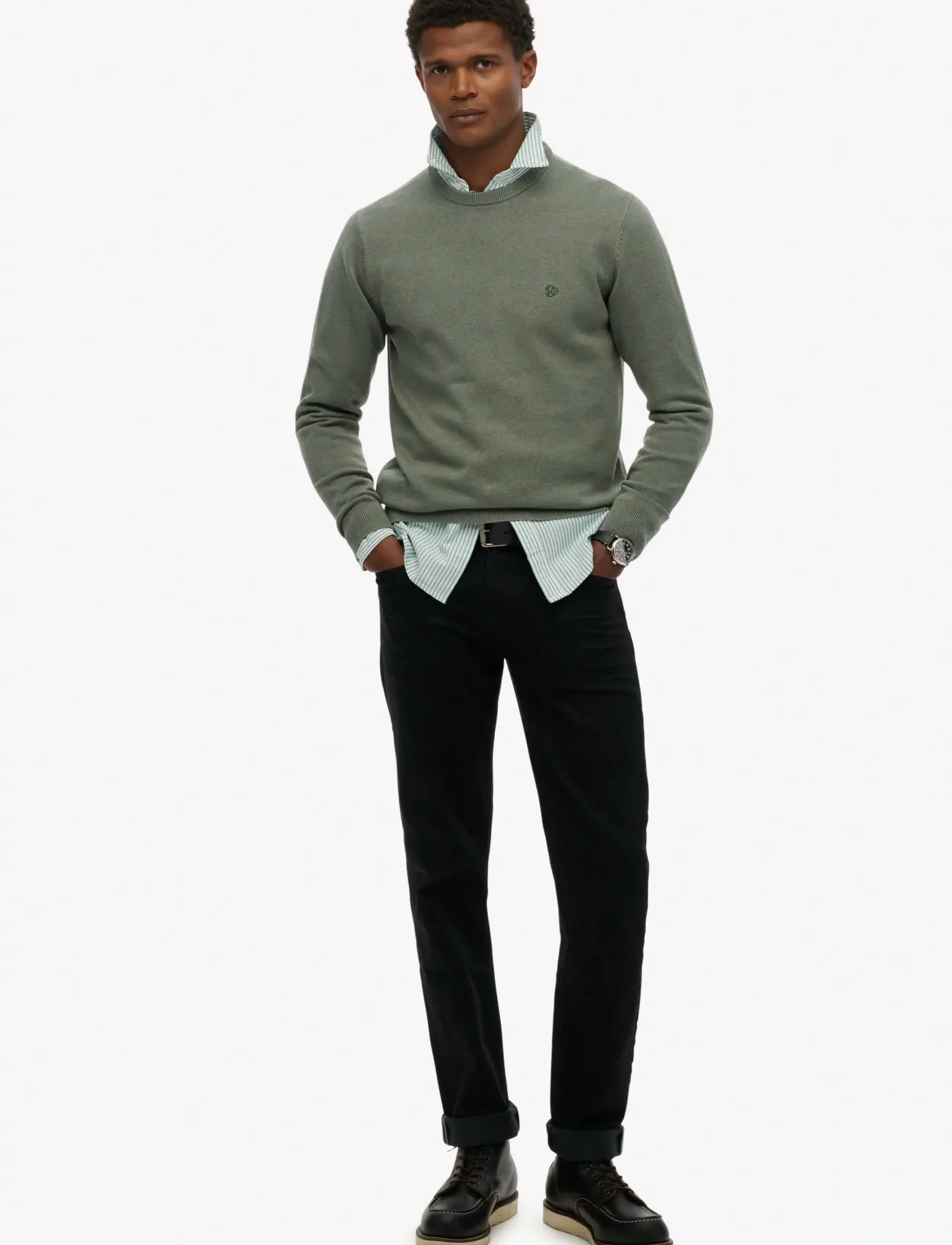 Superdry - ESSENTIALS COTTON JUMPER - tavalised kudumid - lily pad green marl - 4