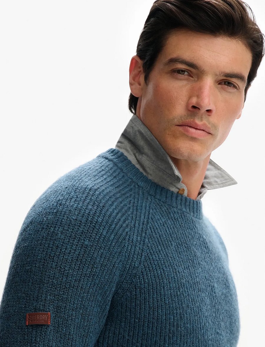 Superdry - CHUNKY RAGLAN JUMPER - Ümmarguse kaelusega kudumid - ink - 3