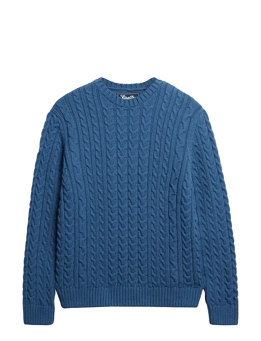 Superdry - JACOB CABLE JUMPER - round necks - coast blue - 1